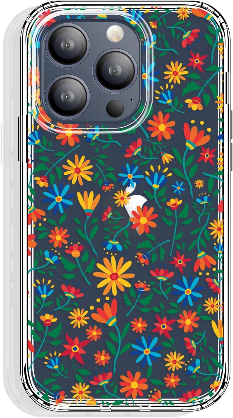 GYZYA for Iphone 15 Pro Case Clear 6.1 Inch with Pattern Design, Protective Slim TPU Cover + Shockproof Bumper for Women and Girls (Blooming Flowers)  GYZYA Flowers020  