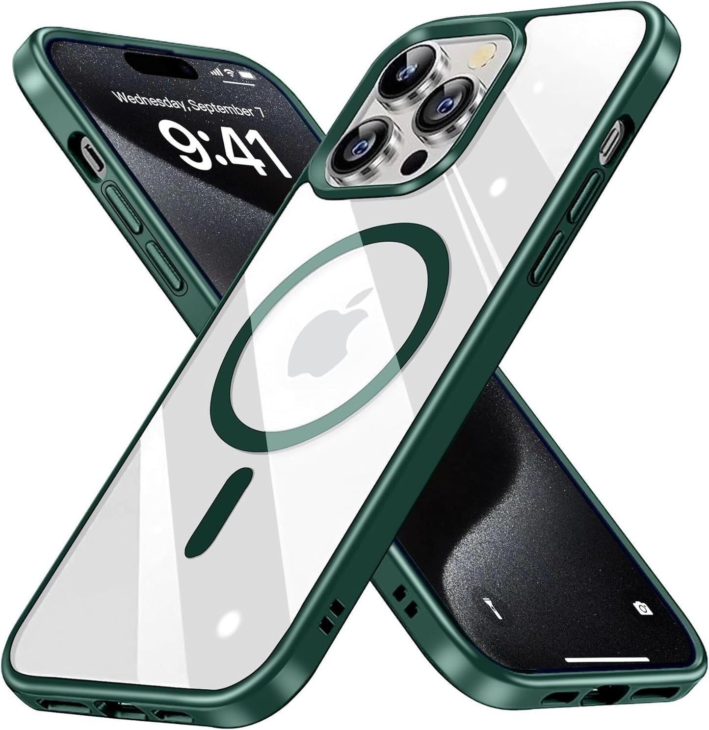 BAICHUANG Clear Magnetic for Iphone 15 Pro Case, Compatible with Magsafe, [Not Yellowing] [Military Grade Protection] Slim Transparent Silicone Anti-Scratch Shockproof Phone Case, Black  BAICHUANG   