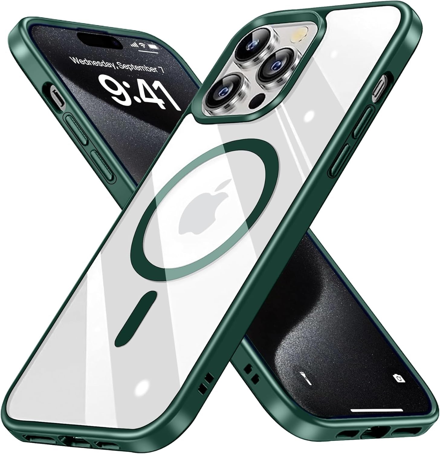 BAICHUANG Clear Magnetic for Iphone 15 Pro Case, Compatible with Magsafe, [Not Yellowing] [Military Grade Protection] Slim Transparent Silicone Anti-Scratch Shockproof Phone Case, Black  BAICHUANG   