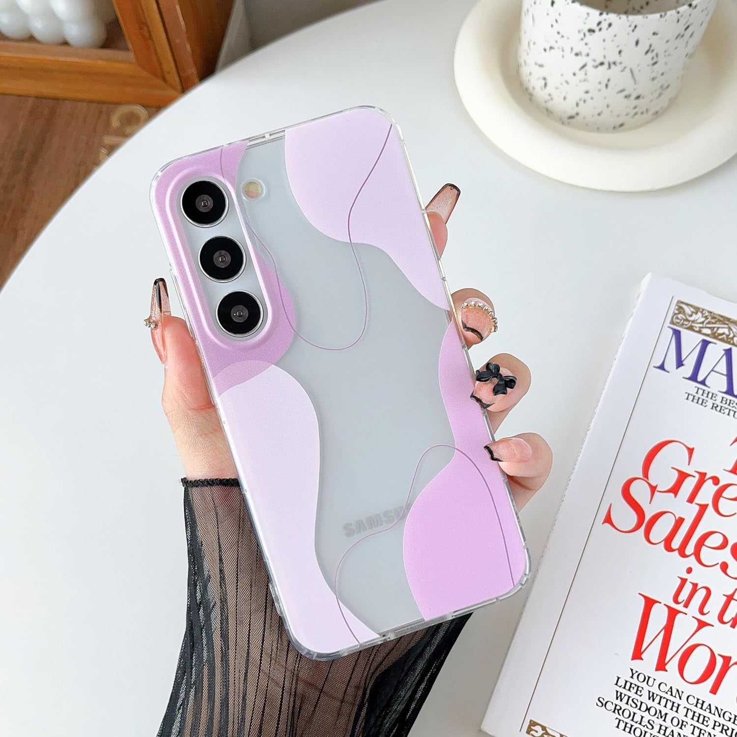 DEFBSC Compatible with Samsung Galaxy S22 Case, Soft Shaped Art Design with Built-In Bumper Protective Phone Case, Cute Slim TPU Cover Designed for Samsung Galaxy S22 Case,Blue