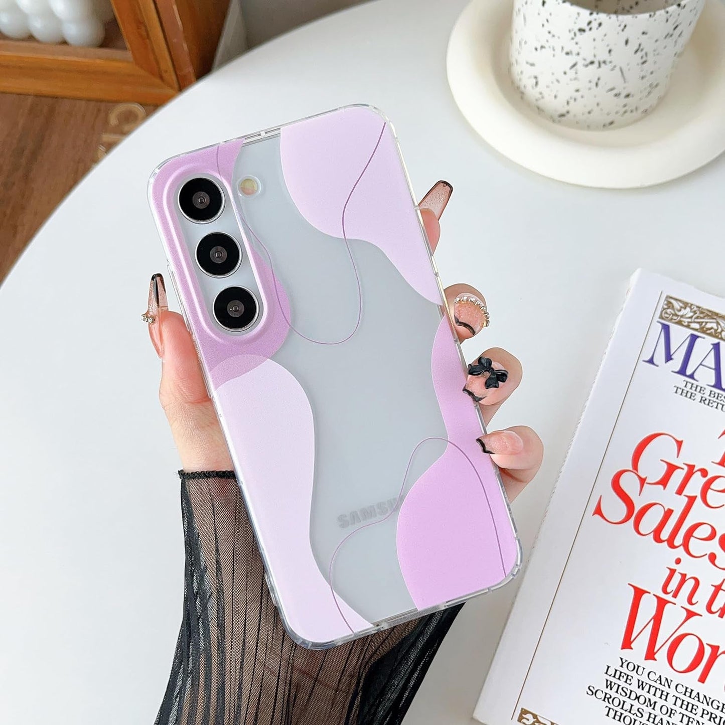 DEFBSC Compatible with Samsung Galaxy S22 Case, Soft Shaped Art Design with Built-In Bumper Protective Phone Case, Cute Slim TPU Cover Designed for Samsung Galaxy S22 Case,Blue