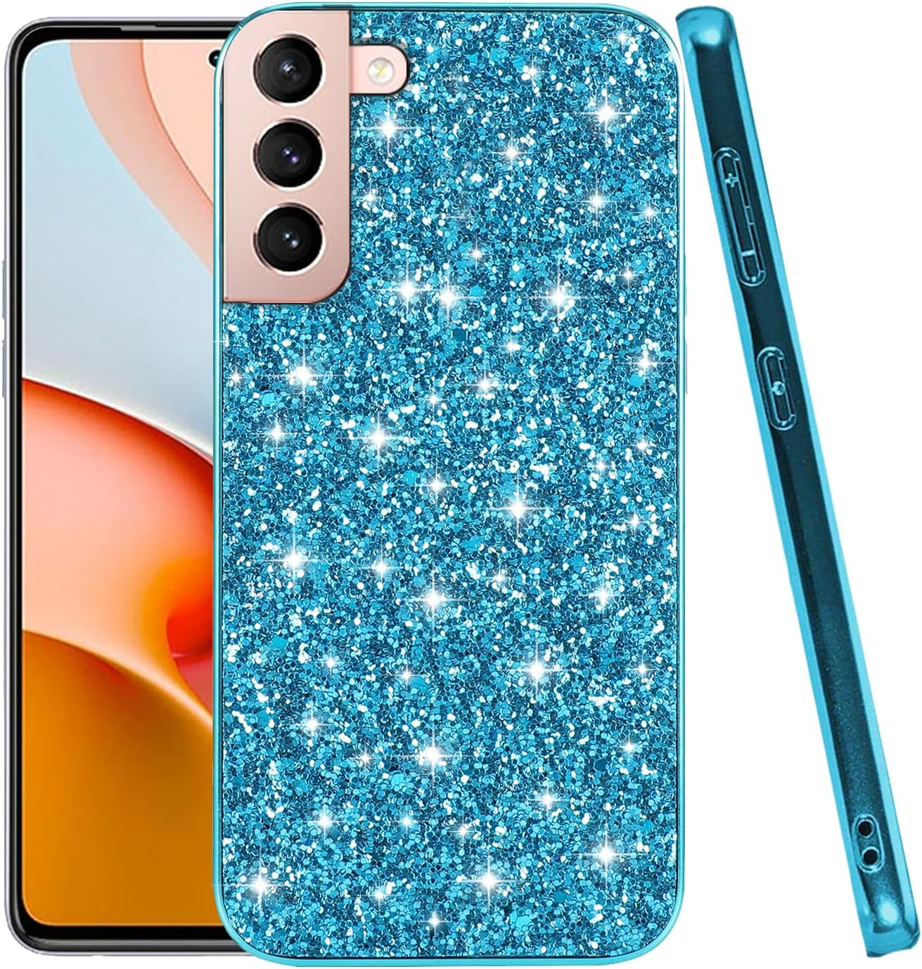 Compatible with Samsung S22 plus Case Glitter Shockproof,Samsung Galaxy S22 plus Phone Case Bling Sparkly Soft TPU and PC Silicone Shiny Girl Women Thin Protective Cover (Silver)