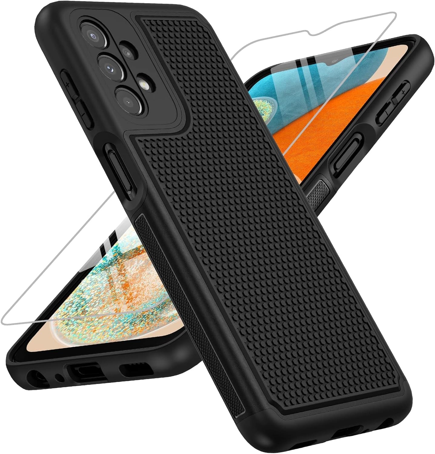 FNTCASE for Samsung Galaxy A25 Case: Galaxy A25 5G Phone Case Dual Layer Protective Phone Cover Rugged Full Body Drop Protection Shockproof Phone Case(Black)