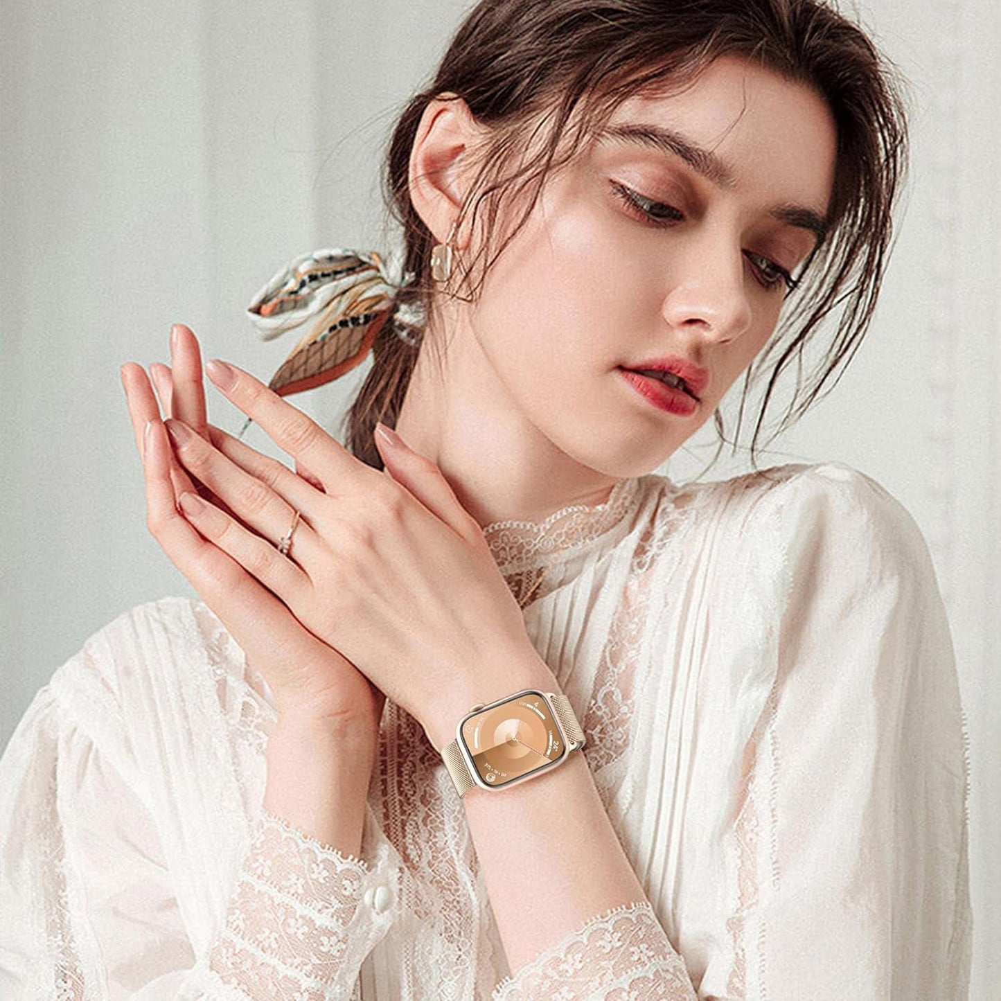 DYKEISS 3 Pack Metal Magnetic Compatible with Apple Watch Band 38Mm 42Mm 40Mm 44Mm 41Mm 45Mm 49Mm, Stainless Steel Mesh Loop Clasp Strap for Iwatch Bands Ultra Series 9 8 SE 7 6 5 4 3 2 1 Women Men