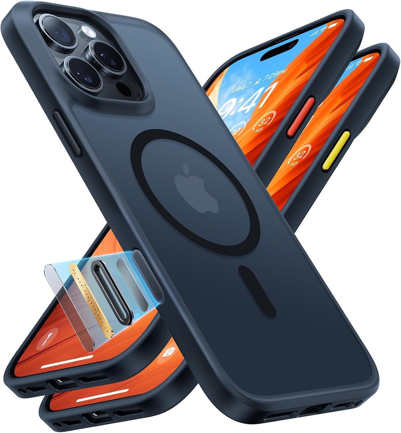 TORRAS Stronger Magnetic & Shockproof for Iphone 17 Pro Max Case, Fit for Magsafe, Military Grade Drop Protection, Camera Control, DIY Button, Slim for Iphone 17 Pro Max Case Translucent Deep Blue