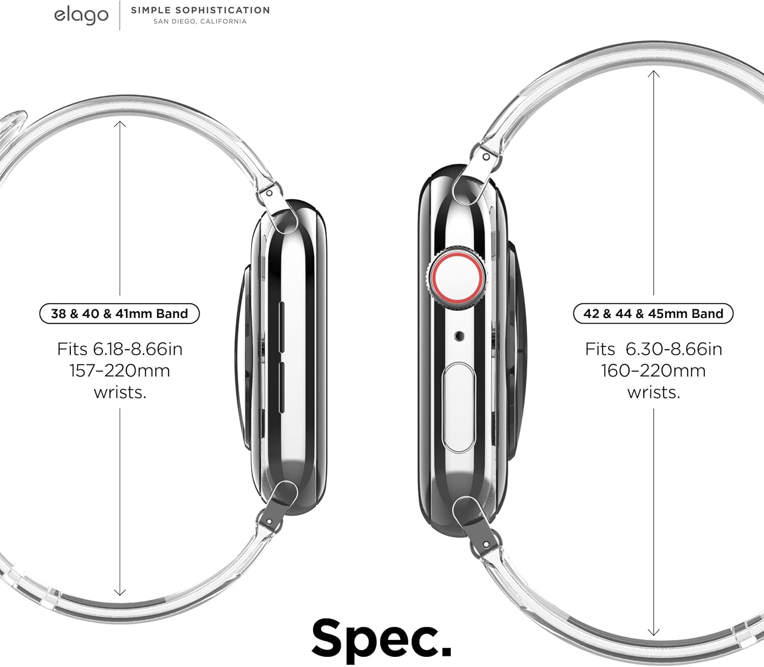 Elago Clear Band Compatible with Apple Watch Band Ultra2/Ultra/Se/9/8/7/6/Se/5/4/3/2/1 38Mm 40Mm 41Mm 42Mm 44Mm 45Mm 49Mm – Transparent Protective Band, Watch Strap Connector Included
