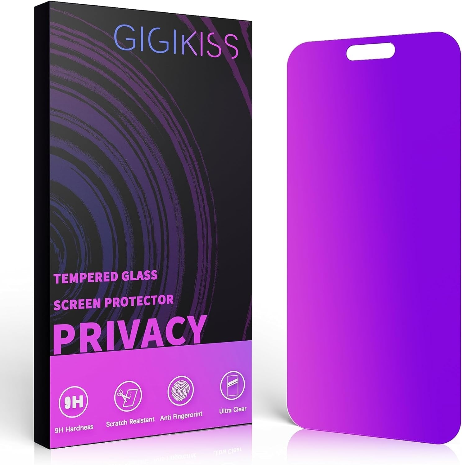 GIGIKISS Compatible for Iphone 15 Pro Max Privacy Screen Protector 6.7 Inch, Purple Gradient anti Spy anti Blue Light HD Screen Protector Tempered Glass Easy Installation  GIGIKISS Iphone 15-6.1 In  