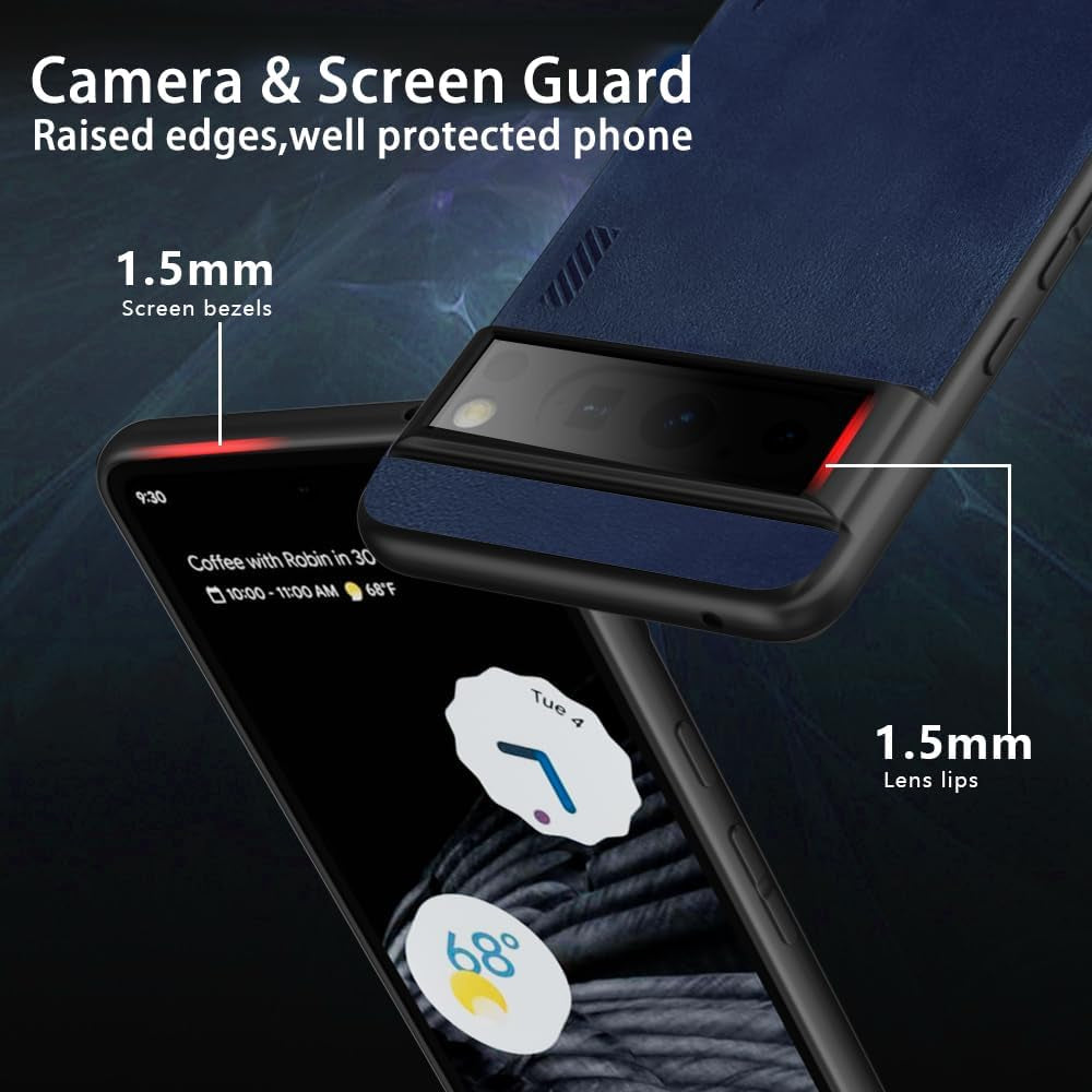 X-Level Google Pixel 8 Pro Case Drop Protective Thin Dual Layer Shockproof Bumper Phone Cases Full Body Rugged Hard PC Back Anti-Scratch Microfiber Surface with Grip with Soft Edge Slim Cover-Blue  pipilu   