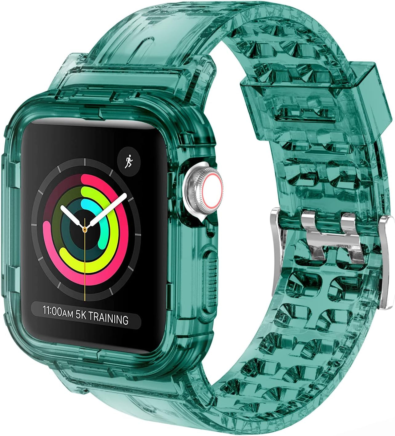 Compatible for Apple Watch Band 45Mm 44Mm 42Mm with Bumper Case - Sports Men Women Bands for Iwatch Series 6 5 4 3 2 1 SE, TPU Rugged Sports Band with Full Protection Case for Girl/Women…