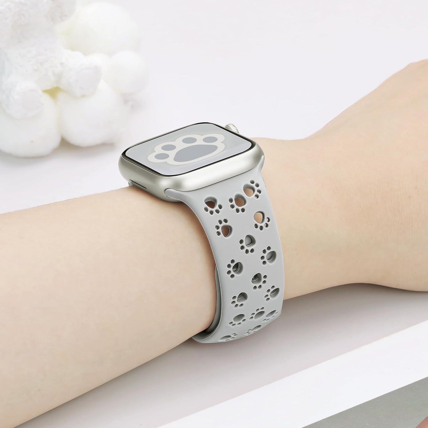 2 Pack Silicone Dog Paw Band for Apple Watch Bands 41Mm 40Mm 38Mm for Women, Cute Animal Cat Designer for Iwatch Bands, Fancy Dressy Sport Band for Apple Watch Band Series 9 Series 8 7 SE 6 5 4 3