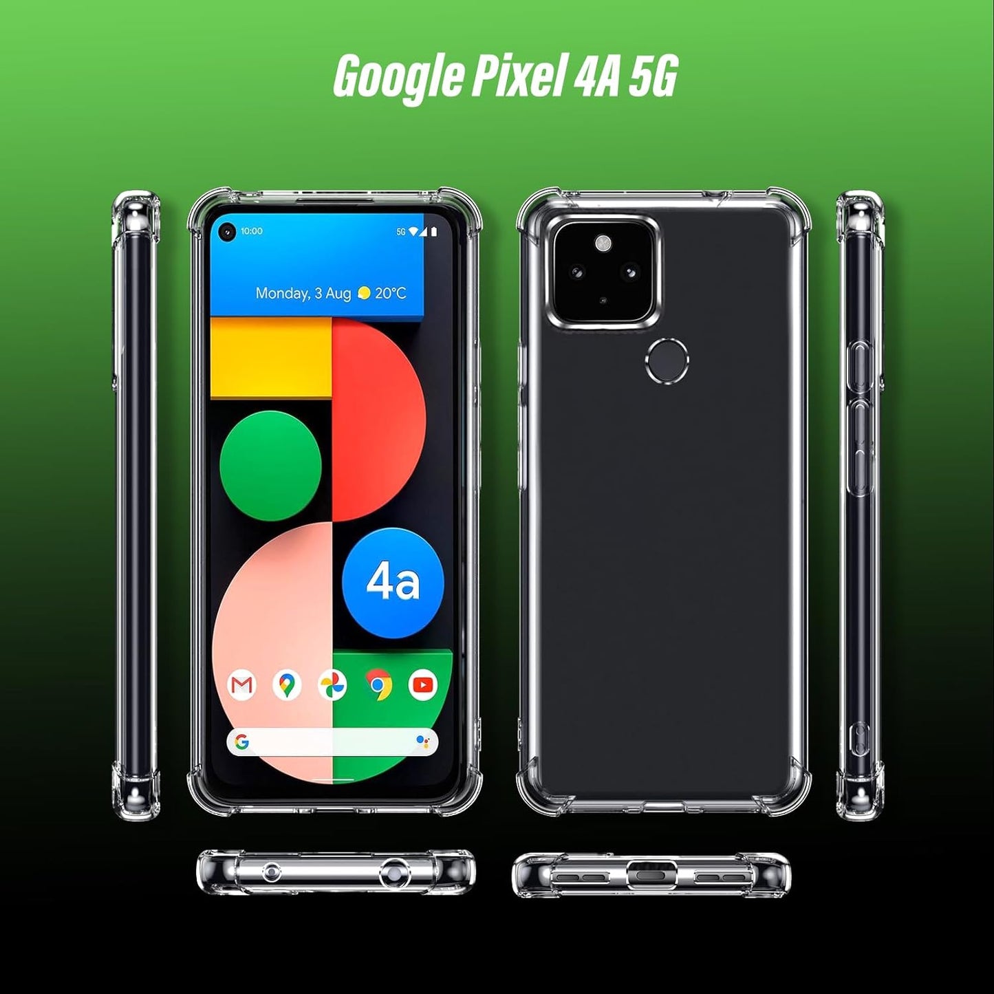 Case for Google Pixel 4A 5G Phone Case, with 1 Piece Screen Protector, TPU Bumper Shockproof Silicone Fullbody Protective Case Cover for Google Pixel 4A 5G, Transparent  Ikziwreo   