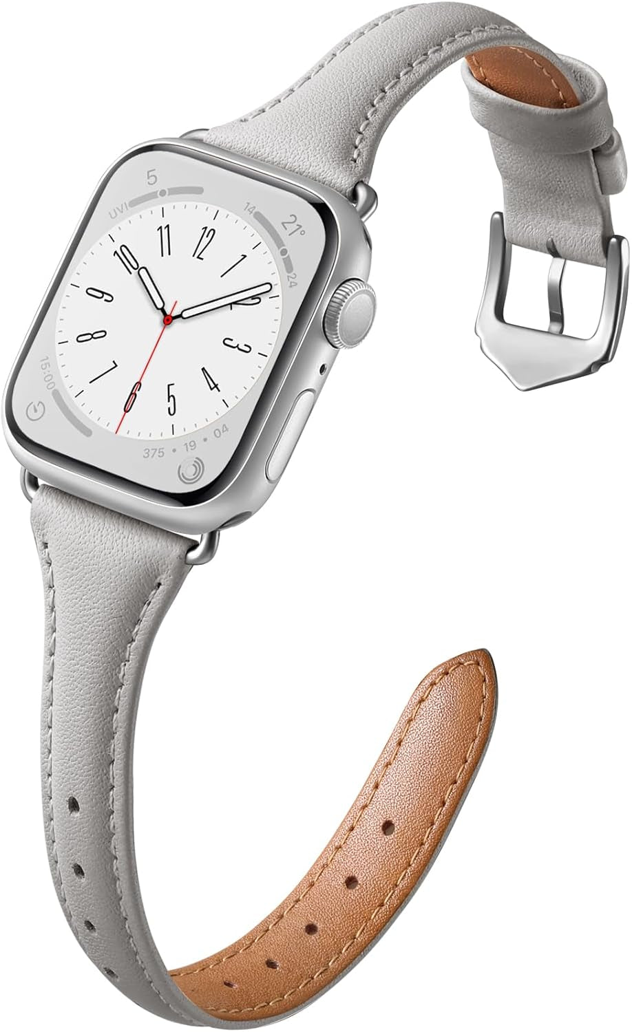 Daqin Slim Leather Band Compatible with Apple Watch Bands for Women 40Mm 38Mm 41Mm 42Mm 44Mm 45Mm 49Mm, Top Grain Genuine Leather Strap Thin Wristband for Iwatch Bands for Women Series 9 8 7 6 5 4 3 2 1 SE Ultra 2