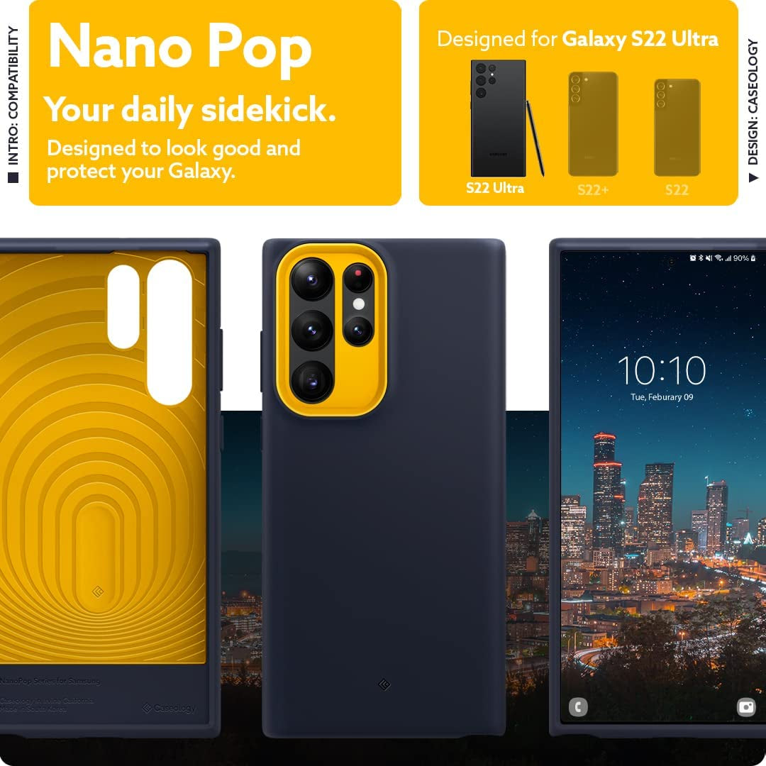 Caseology Nano Pop Silicone Case Compatible with Samsung Galaxy S22 Ultra Case 5G (2022) - Blueberry Navy