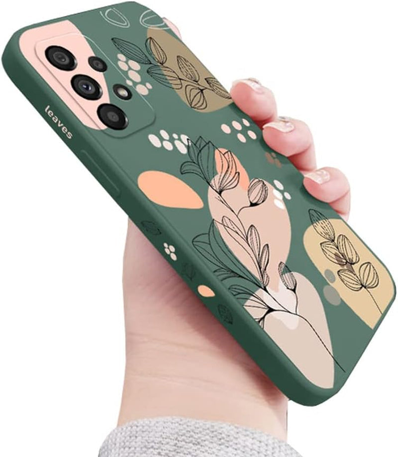 For Galaxy A53 5G Case for Women Girls Cute Plants Leaf Camera Lens Protector Soft TPU Bumper Slim Liquid Silicon Rubber Shockproof Protective Cover Phone Case for Samsung Galaxy A53 5G-Purple