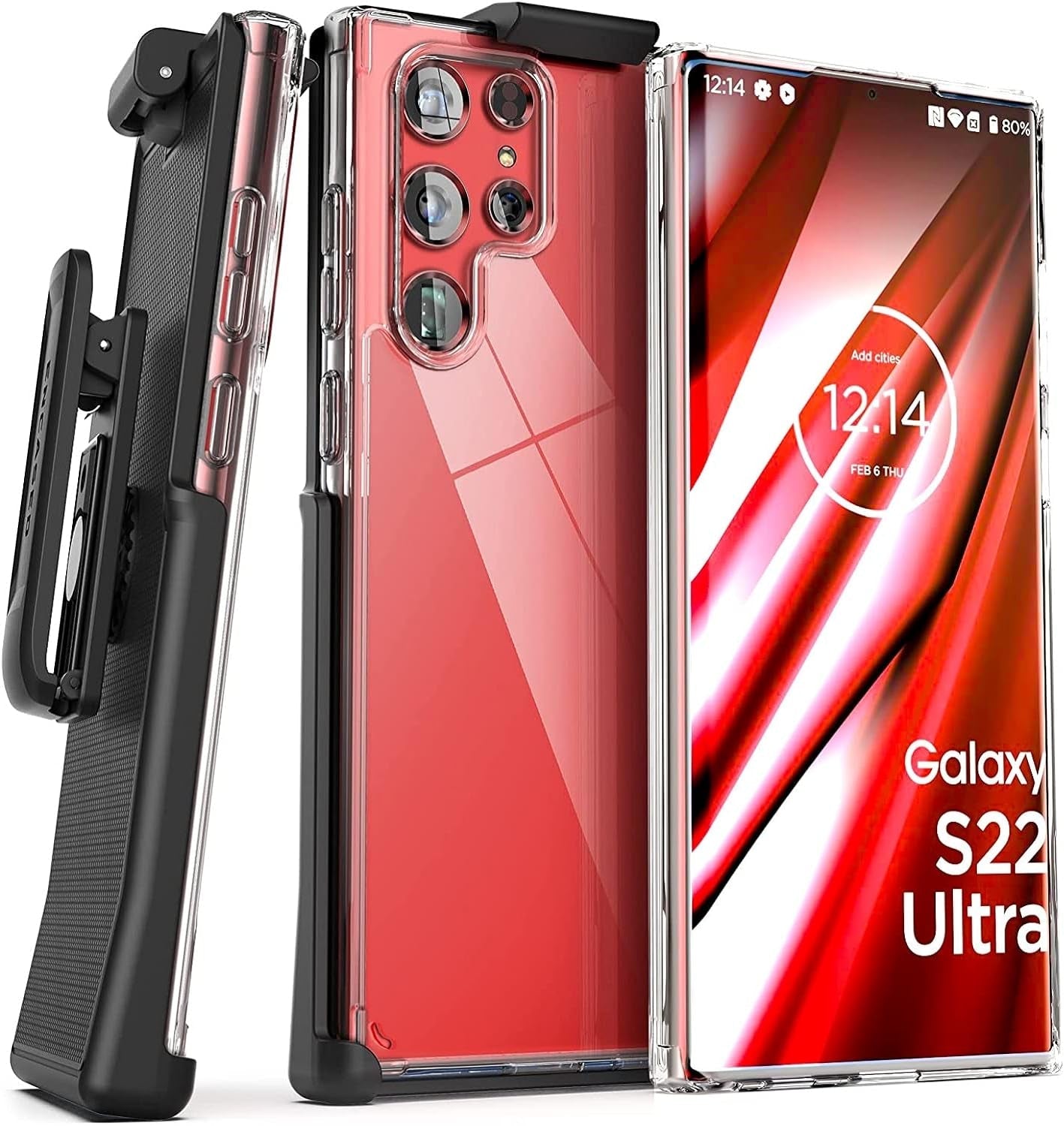 Encased Clear Back for Samsung Galaxy S22 Ultra Belt Clip Case, Slim Protective Phone Cover with Holster (S22 Ultra)