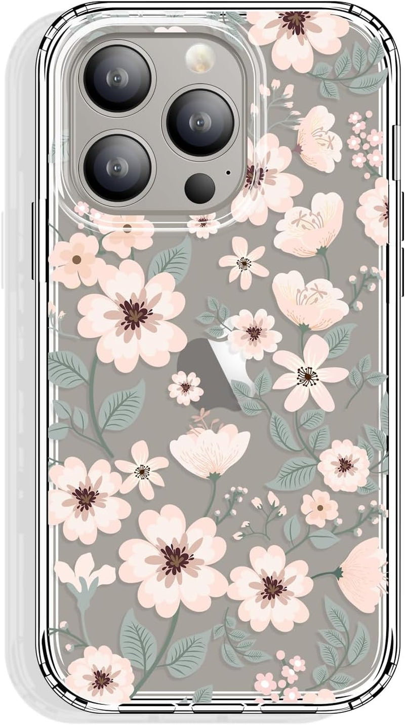 GYZYA for Iphone 15 Pro Case Clear 6.1 Inch with Pattern Design, Protective Slim TPU Cover + Shockproof Bumper for Women and Girls (Blooming Flowers)  GYZYA   