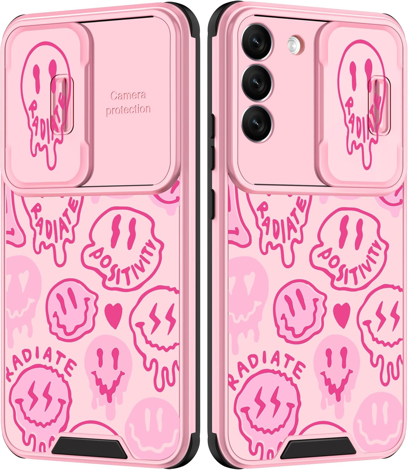 Goocrux for Samsung Galaxy S22 plus Case Leopard for Girls Women Cheetah Print Phone Cover Cute Black Animal Fashion Design with Slide Camera Cover Aesthetic Girly Cases for Galaxy S22 plus 5G 6.6''