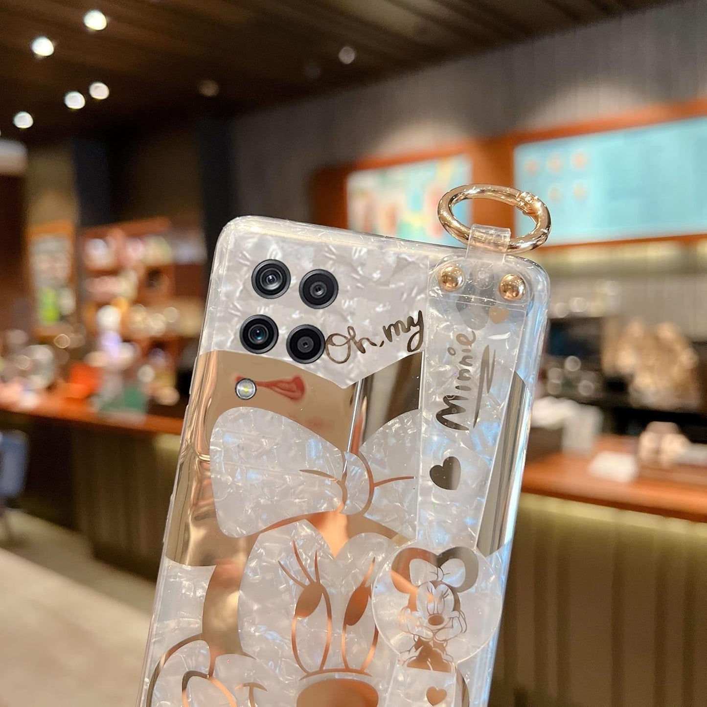 For Galaxy A12 Case Wrist Band Kickstand Cover Ultra Slim IMD Animal Pattern Shockproof Protection Holder Cover for Samsung Galaxy A12 (Cartoon Characters)