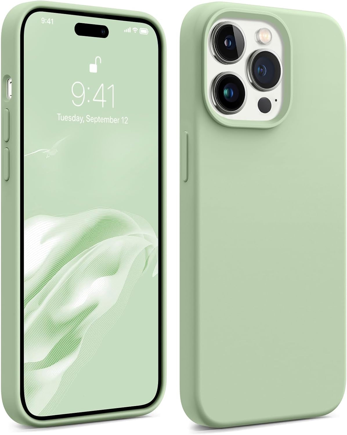 AOTESIER Shockproof Series Iphone 14 Pro Max Case, Silicone Ultra Slim Thin Cover, Full-Body Protective Phone Case for Iphone 14 Promax Case, 6.7 Inch, Chocolate  AOTESIER Pale Green  