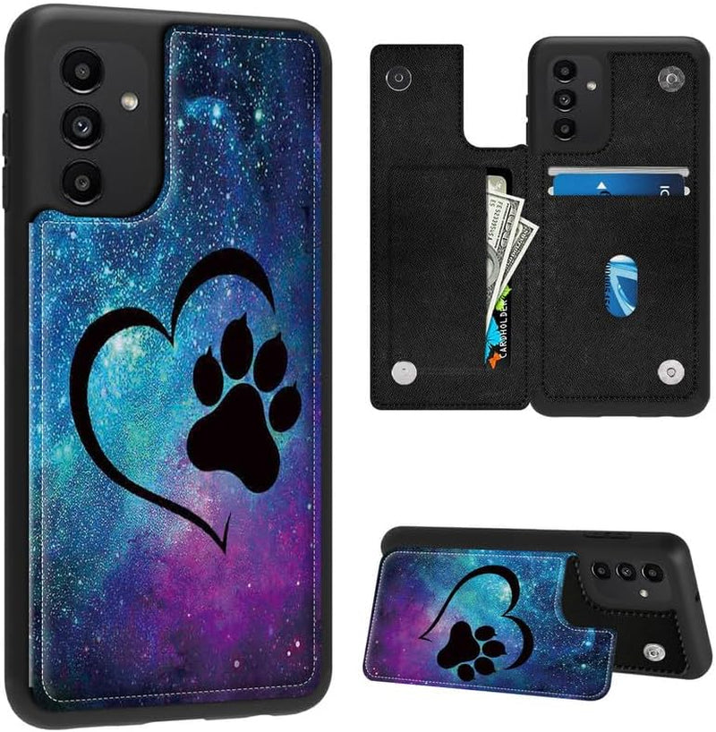 Case for Samsung Galaxy A14 5G Wallet Phone Case with Card Holder,Pu Leather Kickstand Card Slot Cover for Women Men (Dual Magnetic Clasp+Rfid Blocking)-Bald Eagle with Flag