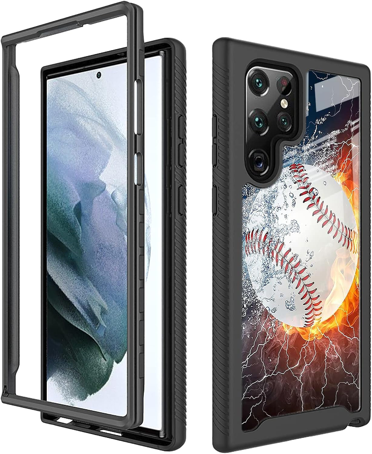 Compatible with Samsung Galaxy S22 Ultra Case Cartoon Cats for Boys Girls Full-Body Dual Layer Rugged Shockproof Bumper Heavy-Duty Protective Cover