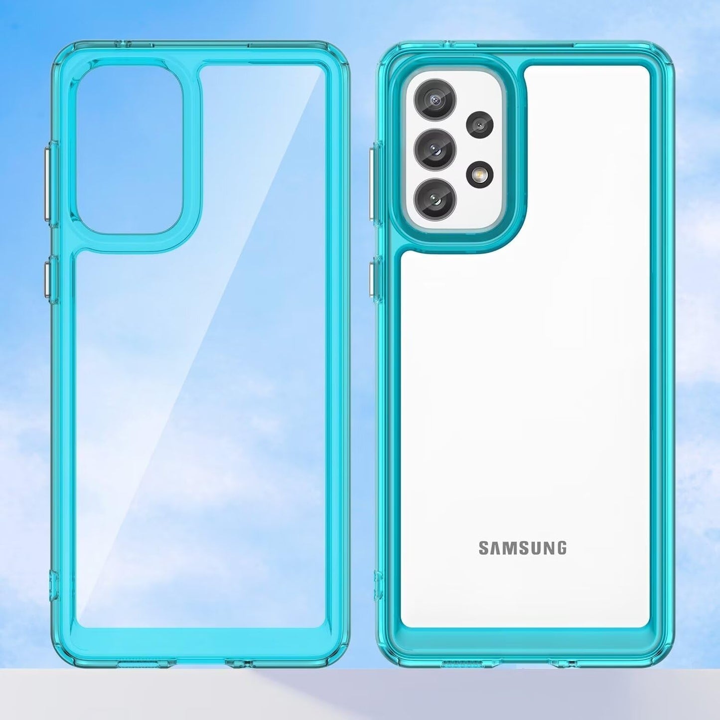Case for Galaxy A53 5G Case/Samsung A53 SM-A536U Case with Tempered Glass Screen Protector, Clear Hard PC Back & Soft TPU Bumper Protective Phone Cover for Samsung Galaxy A53 5G Crystal Blue
