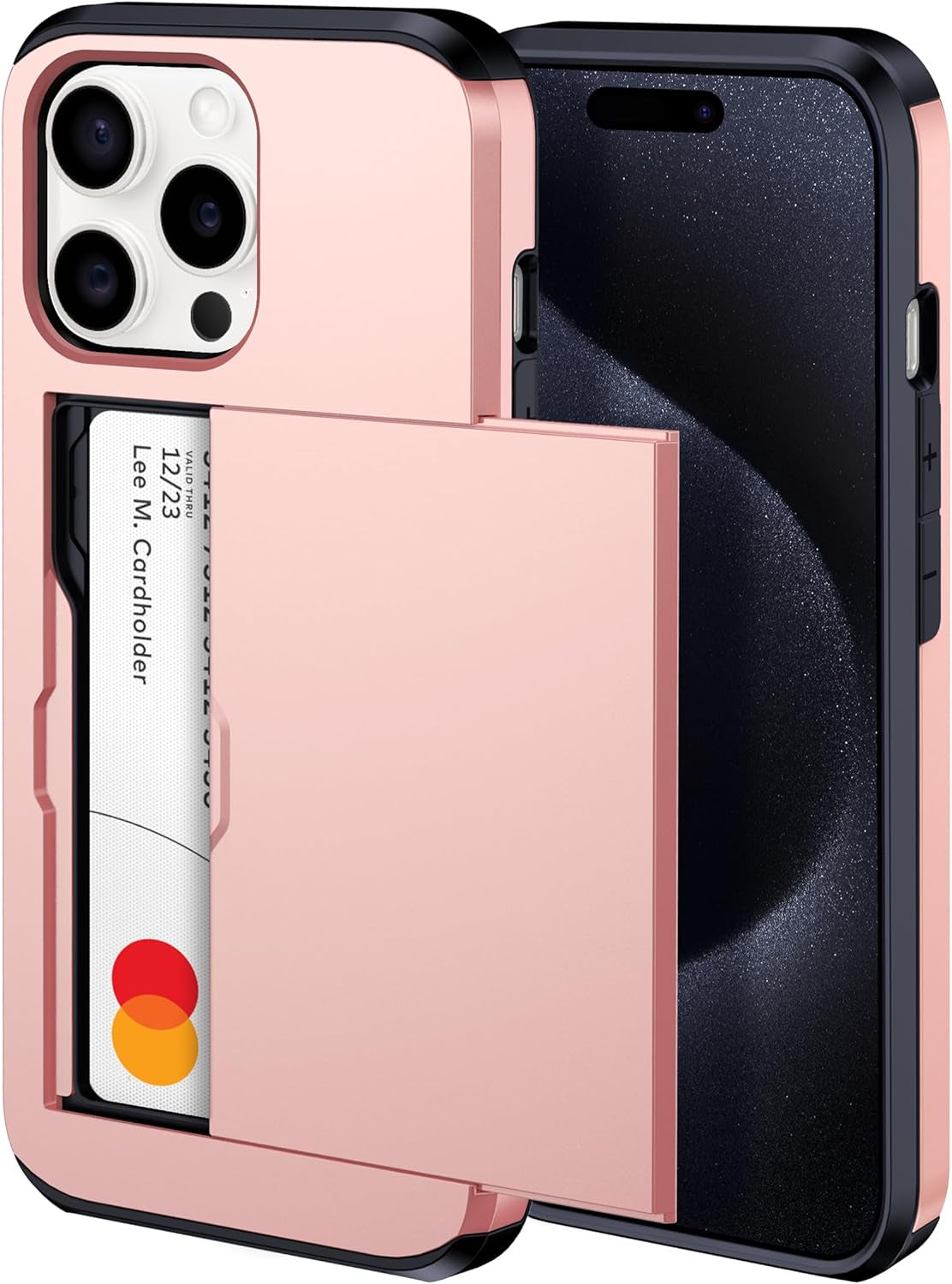 Harusaki 𝟐𝟎𝟐𝟒 𝗡𝗘𝗪 Iphone 15 Pro Case with Card Holder - Wireless Charging Compatible Iphone 15 Pro Wallet Case with Hidden Card Slot for Men and Women (Blue)  harusaki   