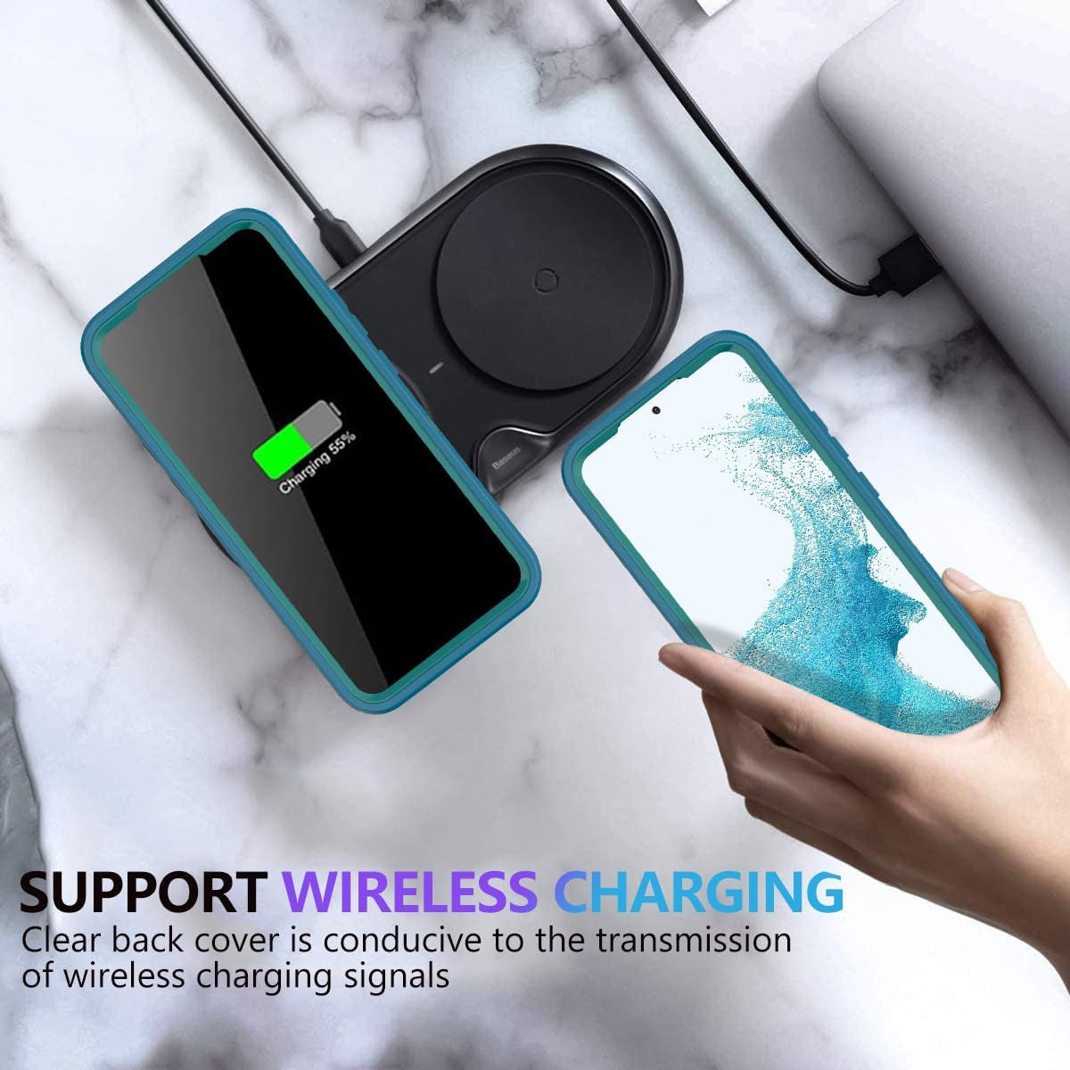 For Samsung Galaxy S22 Case,Shockproof Dropproof Dustproof Galaxy S22 Case,Heavy Duty Protective for Samsung S22 Case, 6.1 Inch (Turquoise)