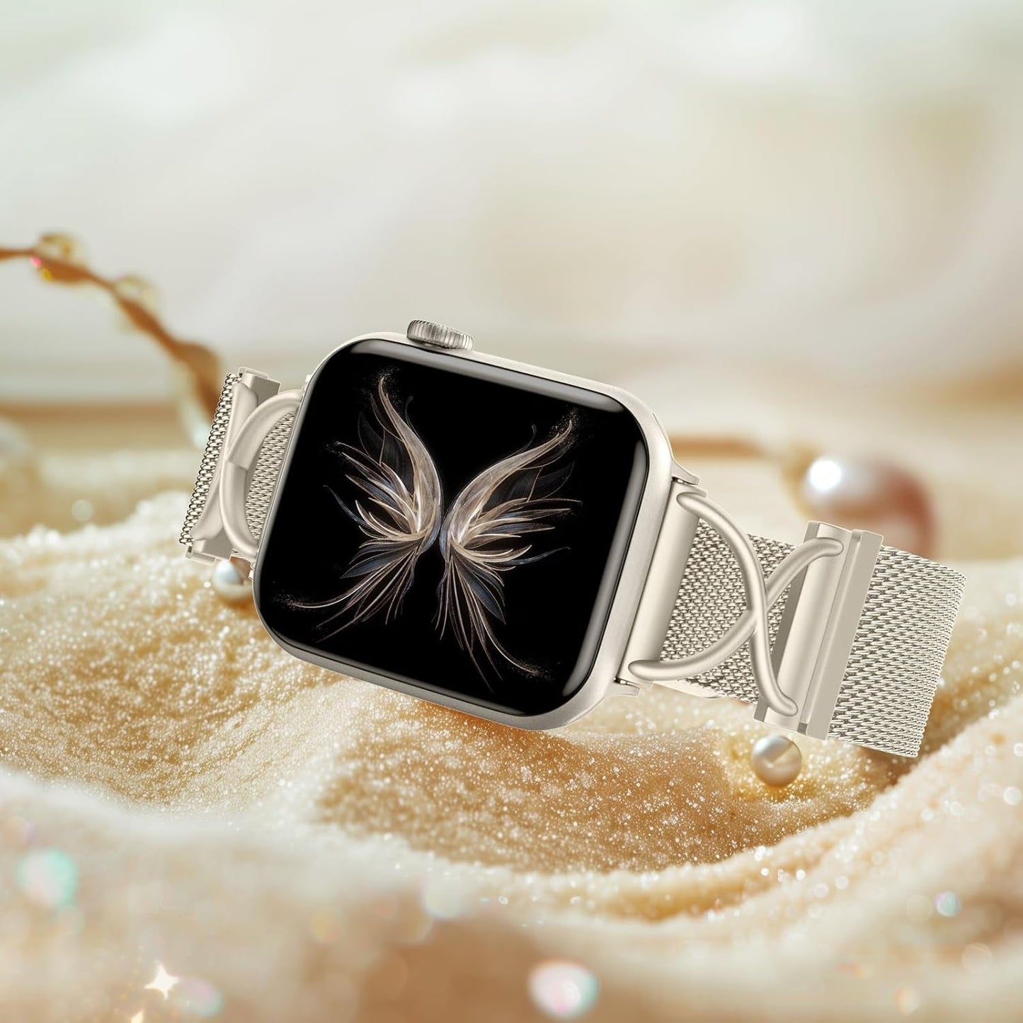 Dirrelo Metal Band Compatible for Apple Watch Bands for Women 40Mm 41Mm 38Mm 44Mm 45Mm 42Mm 49Mm, Mesh Magnetic Strap with X-Shape Stainless Steel Clasp for Iwatch Ultra 2, Series 9/8/7/6/5/4/3/2/1/SE