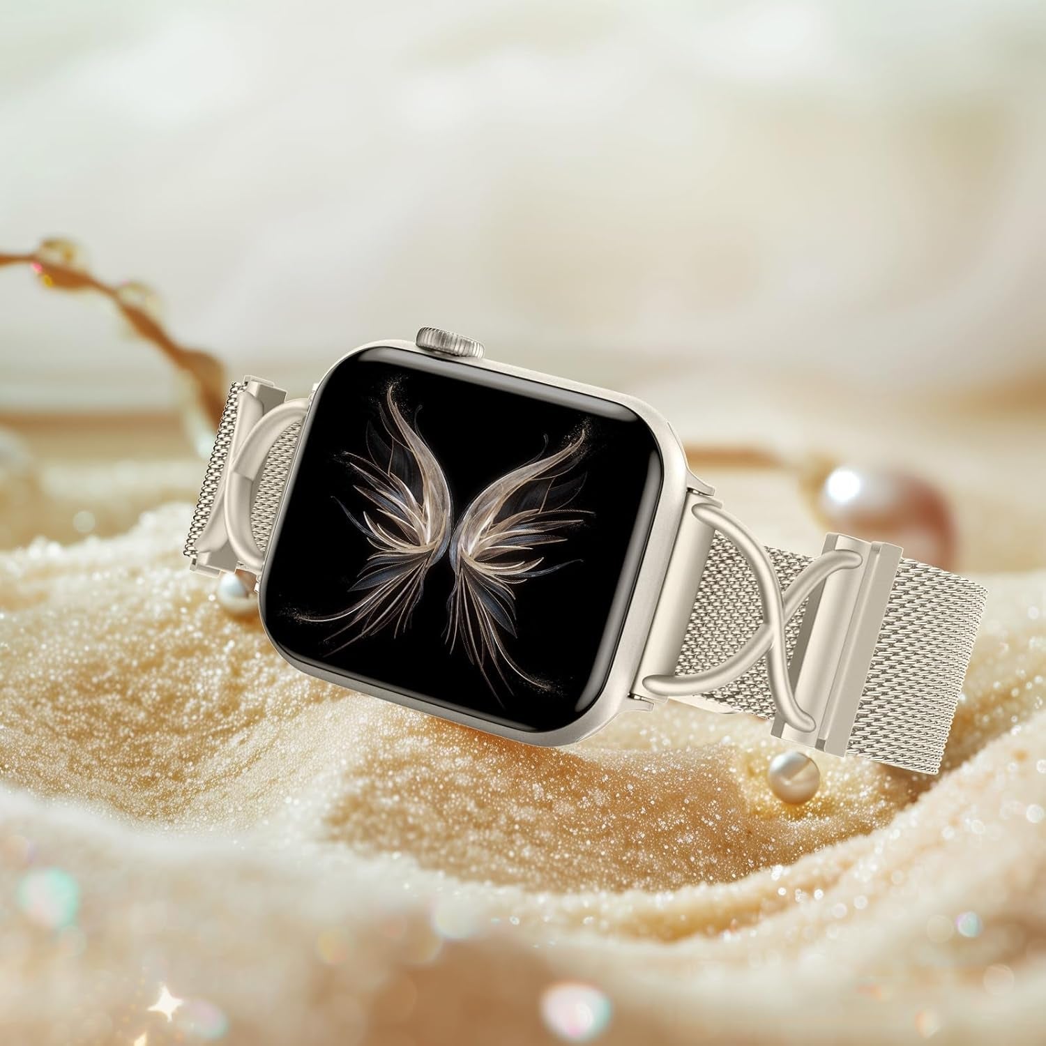 Dirrelo Metal Band Compatible for Apple Watch Bands for Women 40Mm 41Mm 38Mm 44Mm 45Mm 42Mm 49Mm, Mesh Magnetic Strap with X-Shape Stainless Steel Clasp for Iwatch Ultra 2, Series 9/8/7/6/5/4/3/2/1/SE