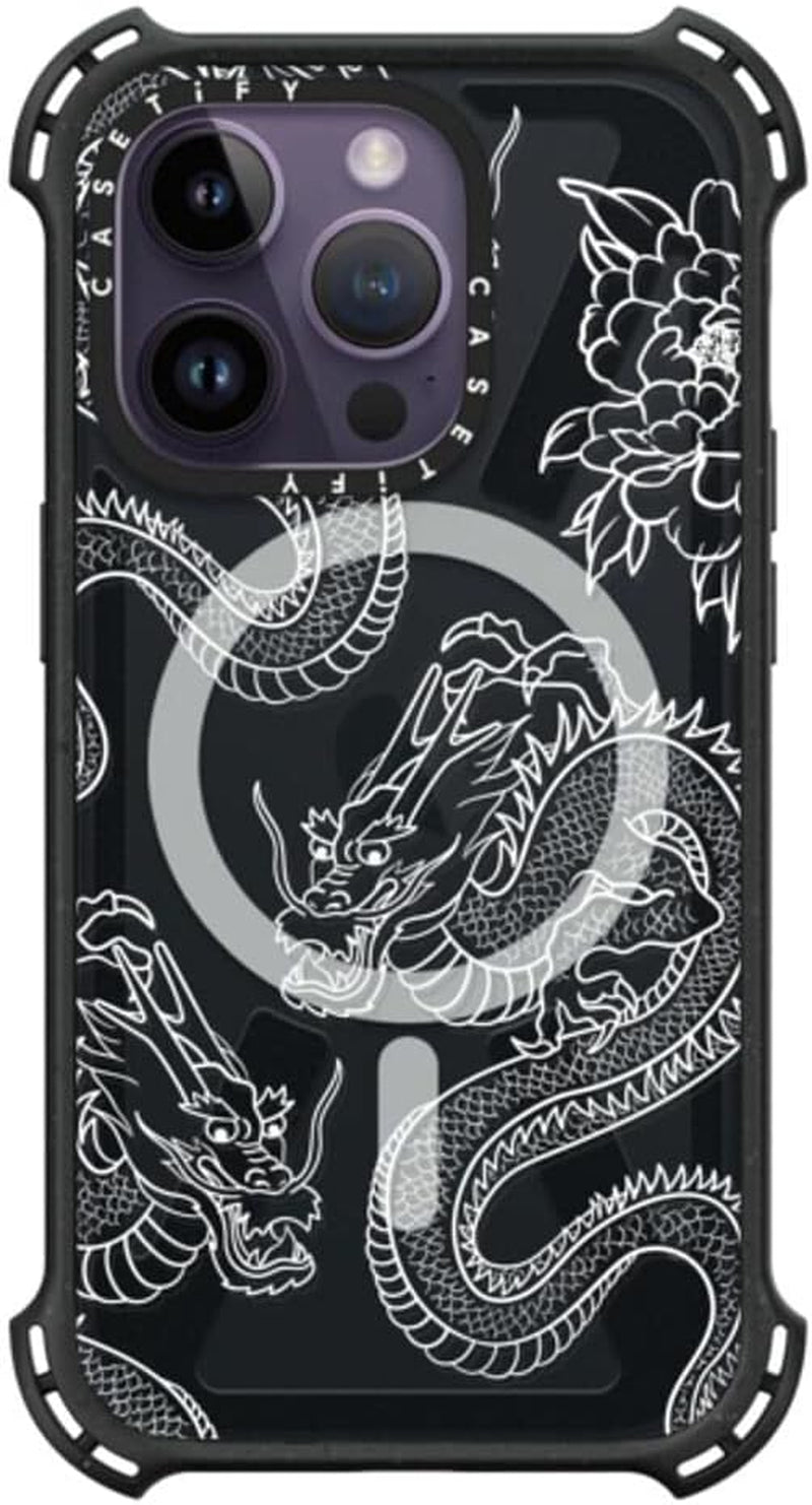Casetify Bounce Iphone 14 Pro Case [6X Military Grade Drop Tested / 21.3Ft Drop Protection/Compatible with Magsafe] - PP-0008 - Triple Black  CASETiFY Dragons  