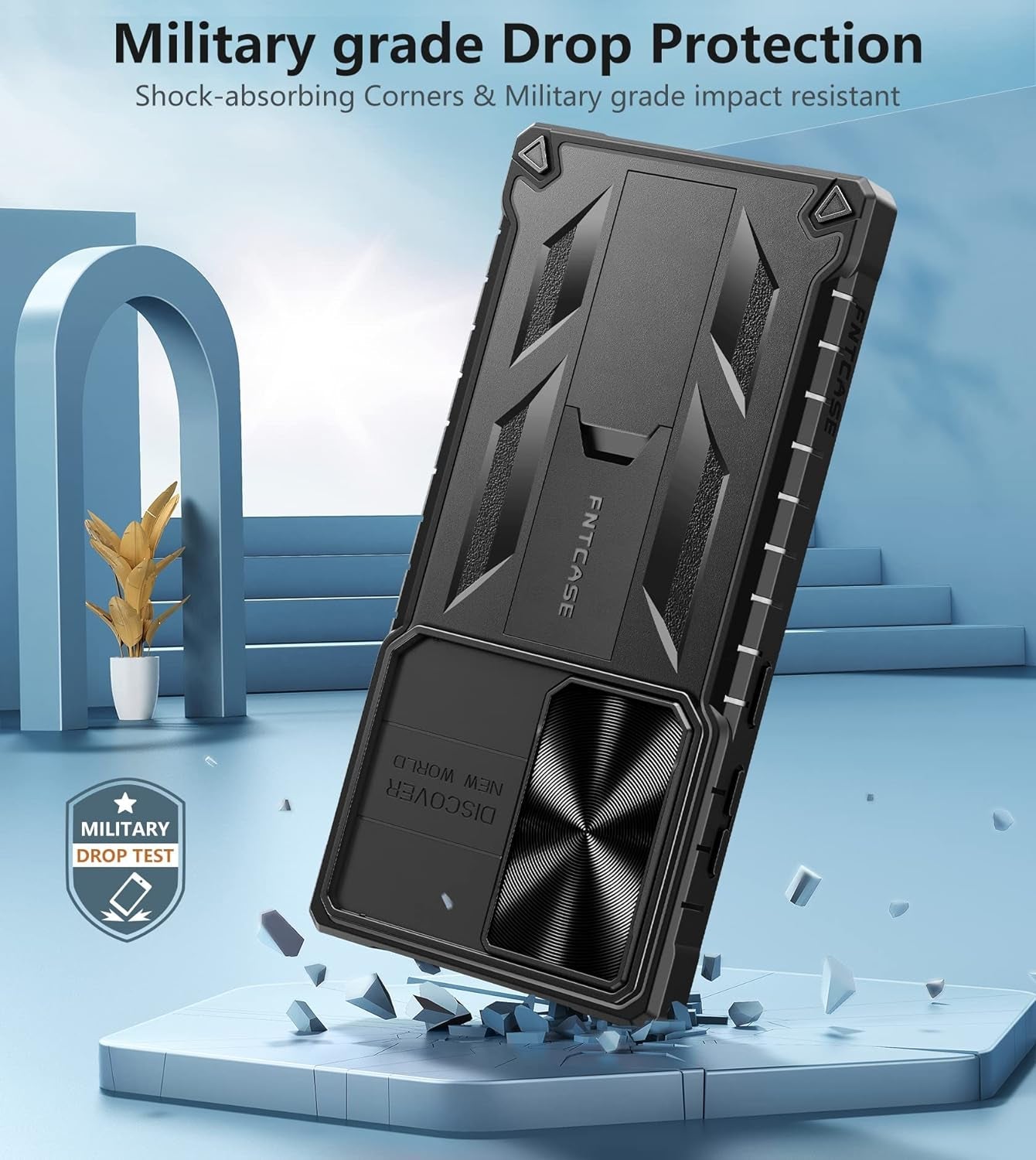 FNTCASE for Samsung Galaxy S23-Ultra Case: S22 Ultra Military Grade Shockproof Protection Mobile Case with Kickstand & Matte Textured Rugged TPU Shell | Drop Proof Protective Phone Cover