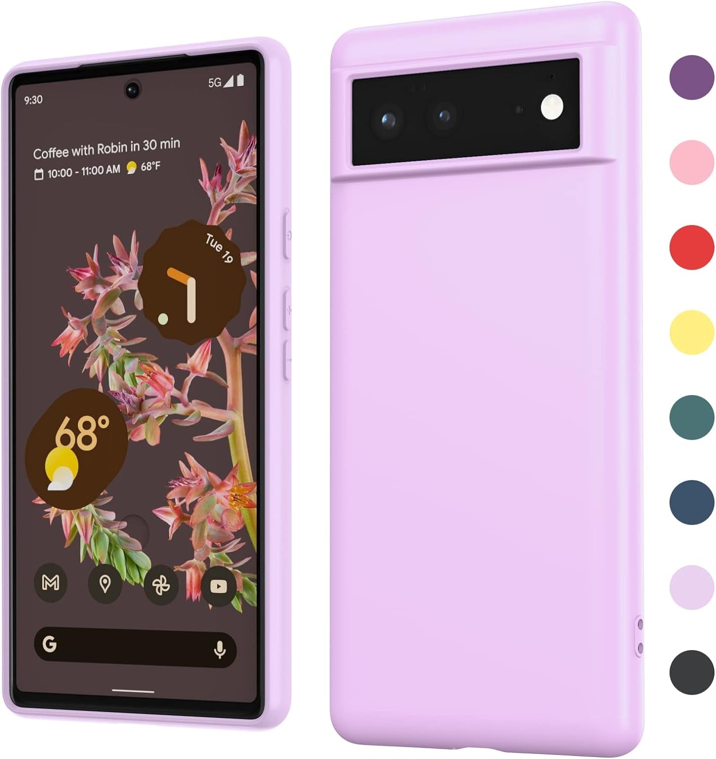 Leyi for Pixel 6A 5G Case: Google Pixel 6A Case with [2 Pack] Tempered Glass Screen Protector Liquid Silicone Soft Microfiber Liner Cover Case Pixel 6A, Red  LeYi Purple Google Pixel 6 