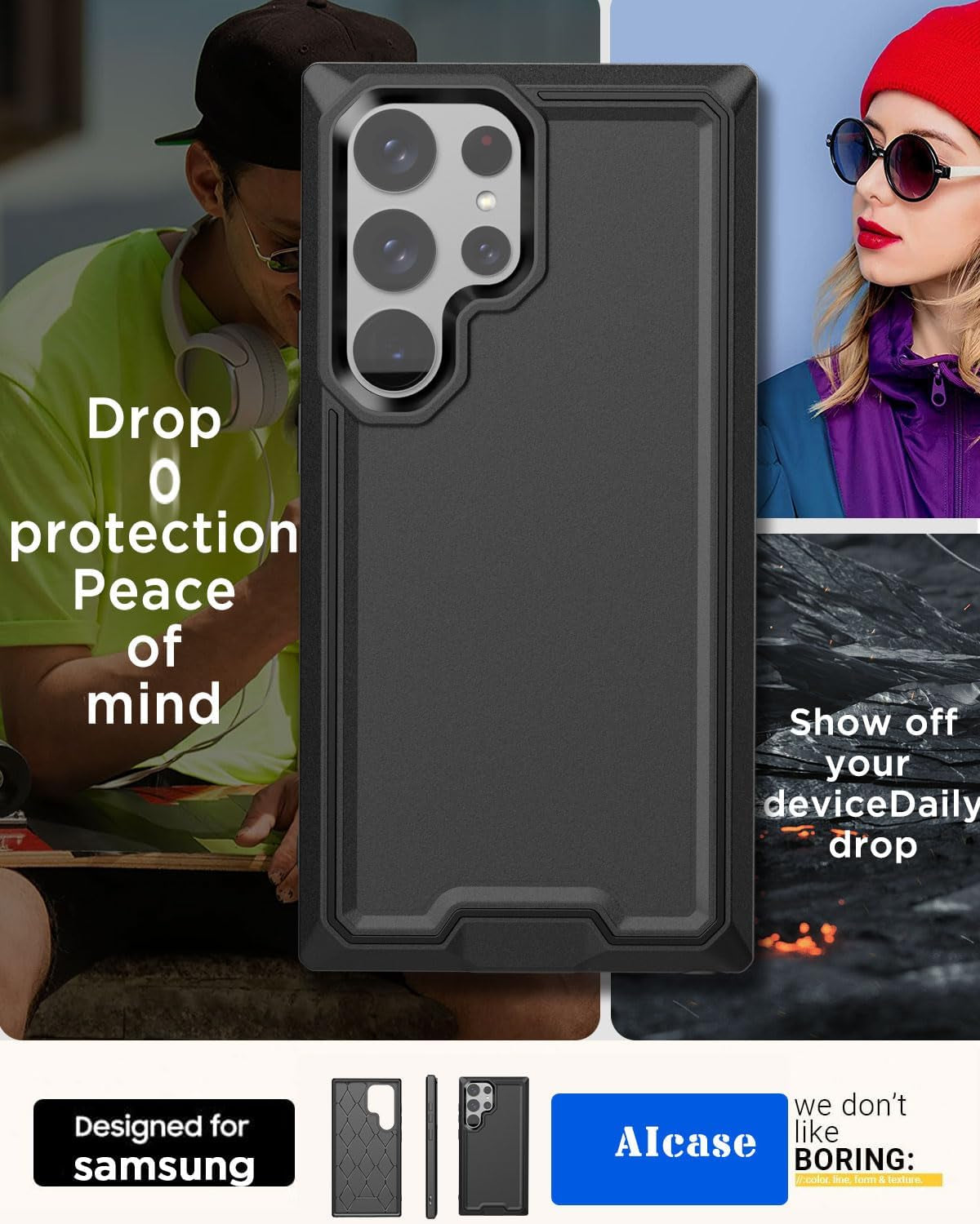 Aicase for Samsung Galaxy S24 Ultra Case with Glass Screen Protector,Heavy Duty Drop Protection Full Body Rugged Shockproof Military Protective Tough Durable Cover for Galaxy S24 Ultra 6.8" 5G 2024_1