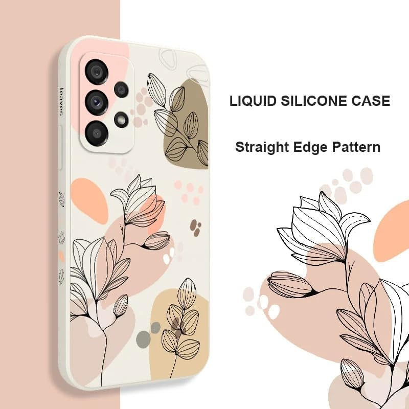 For Galaxy A53 5G Case for Women Girls Cute Plants Leaf Camera Lens Protector Soft TPU Bumper Slim Liquid Silicon Rubber Shockproof Protective Cover Phone Case for Samsung Galaxy A53 5G-Purple