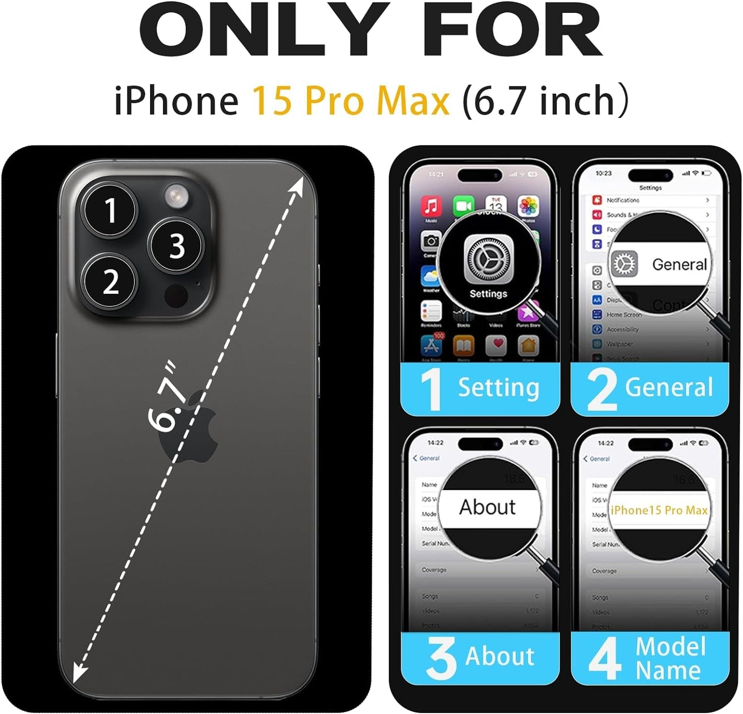 Evcing for Iphone 15 Pro Max Waterproof Case, [IP68 Underwater][Military Dropproof, Shockproof][Compatible with Magsafe][Full Body Metal], Heavy Duty Phone Cover for Iphone 15 Promax, 6.7 Inch (Black)  EVCING   