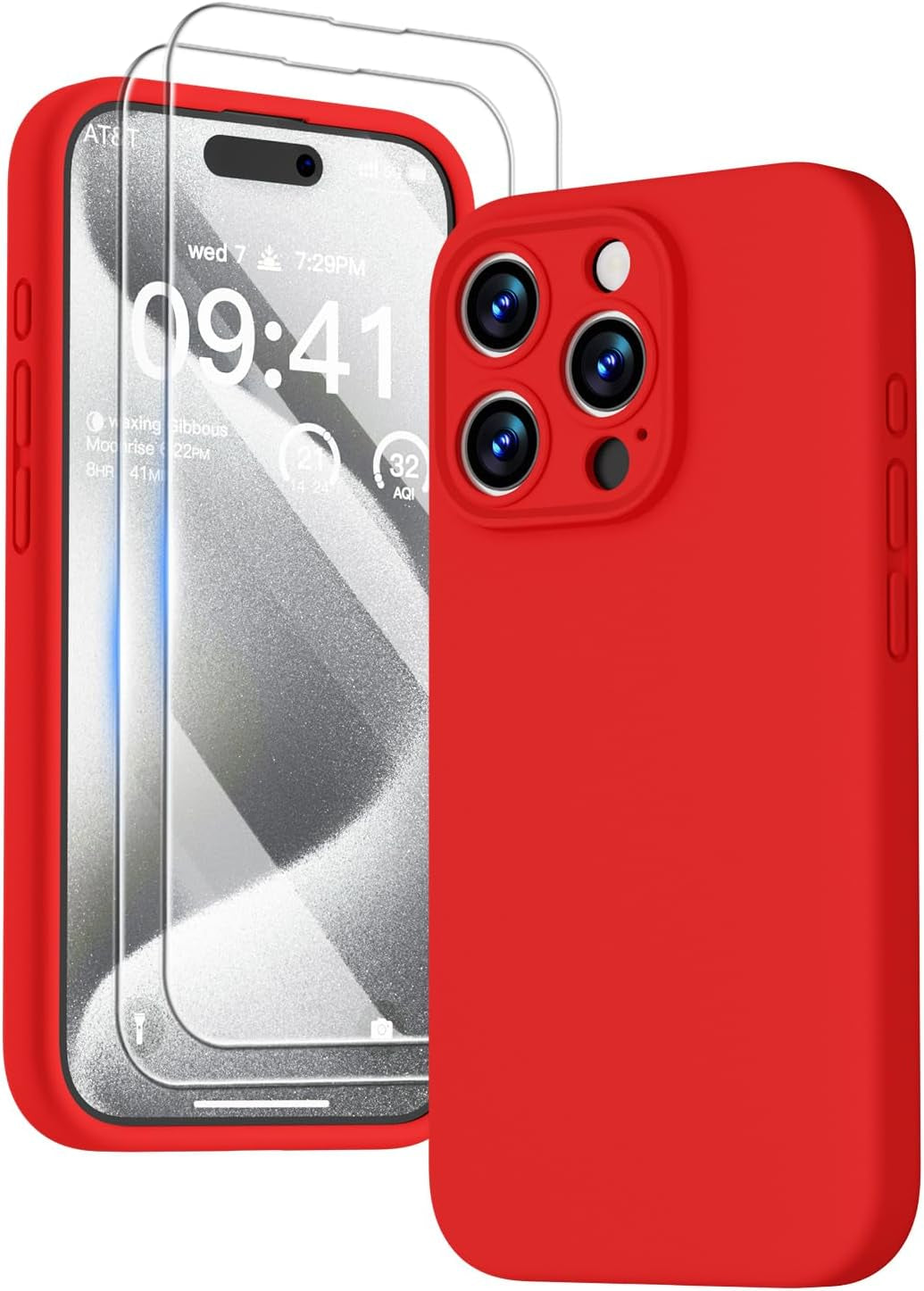 GOODVISH Compatible with Iphone 15 Pro Case, Silicone Upgraded [Enhanced Camera Protection] Phone Case with [2 Screen Protectors], Soft Anti-Scratch Microfiber Lining Inside, 6.1 Inch, Brown  GOODVISH Red Iphone 15 Pro, 6.1" 