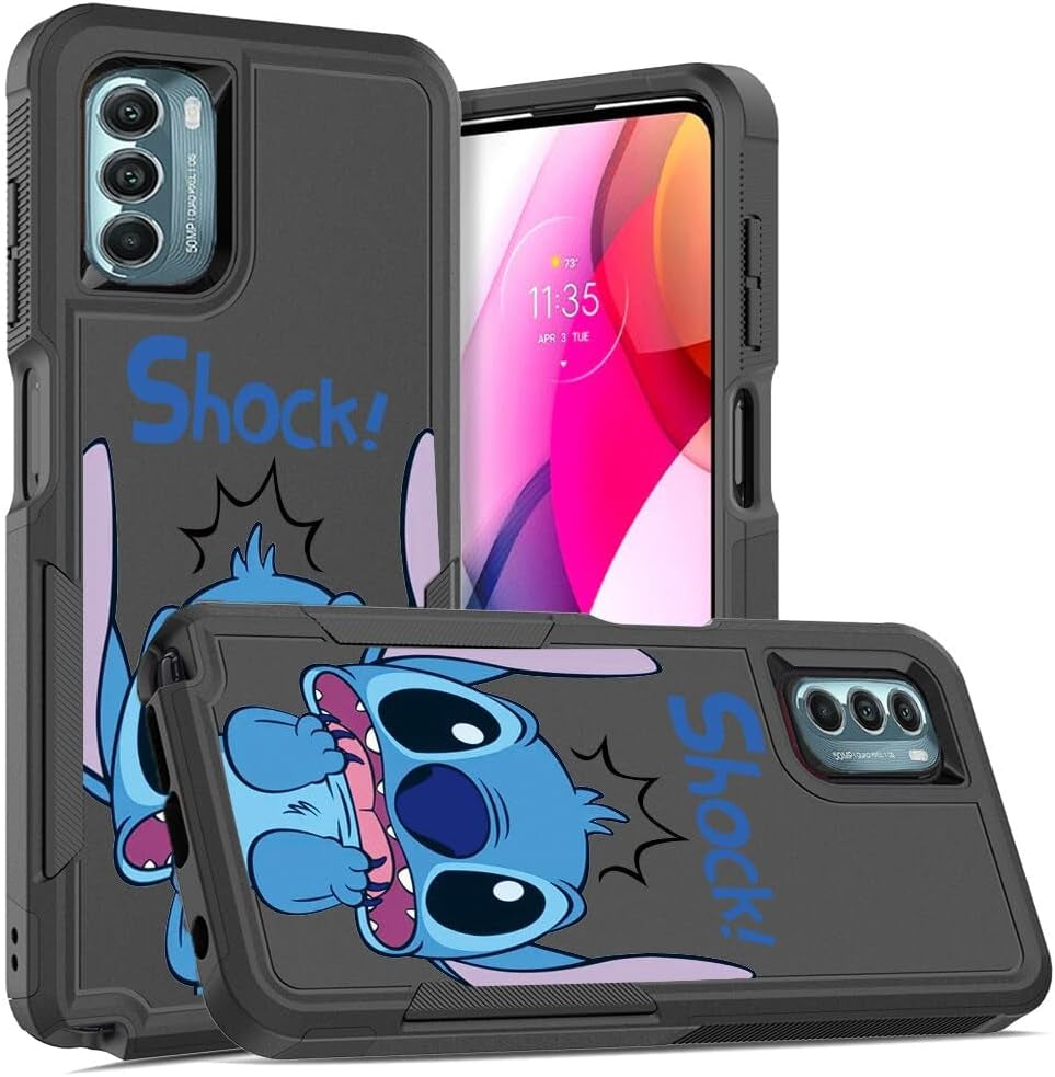 Heavy Duty Phone Case for Motorola Moto G Stylus 5G 2022 Case 6.8",Cartoon Anime Character Black Cover Full Body Rugged Shockproof Protective Funda for Women Men for Motorola G Stylus 5G 2022