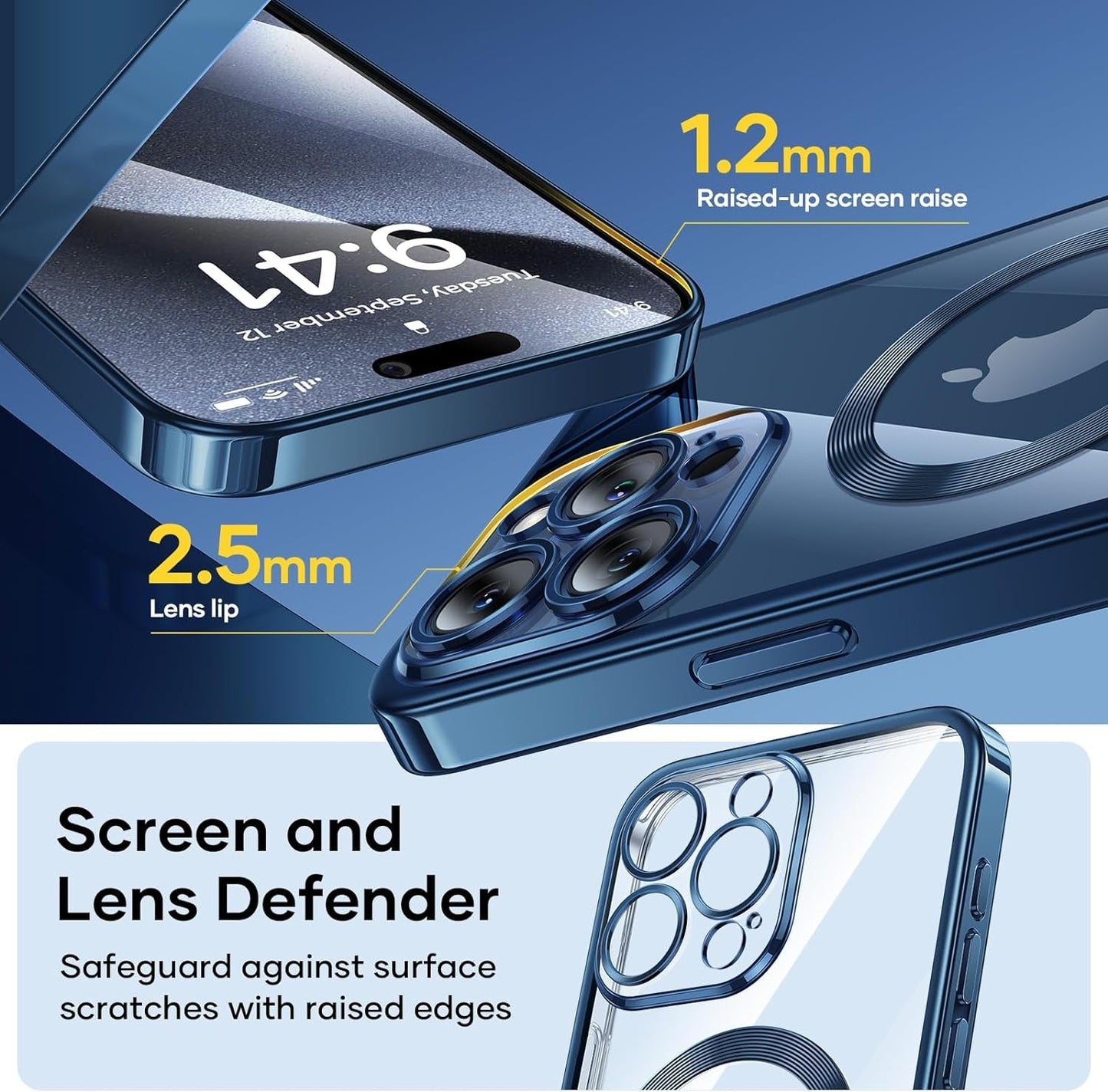 Humixx Magnetic for Iphone 15 Pro Case Clear [Compatible with Magsafe] [No.1 Strong N52 Magnets] [Mil-Grade Shockproof] Dustproof & Non-Yellowing Soft Slim Case for Iphone 15 Pro,Blue  Humixx   