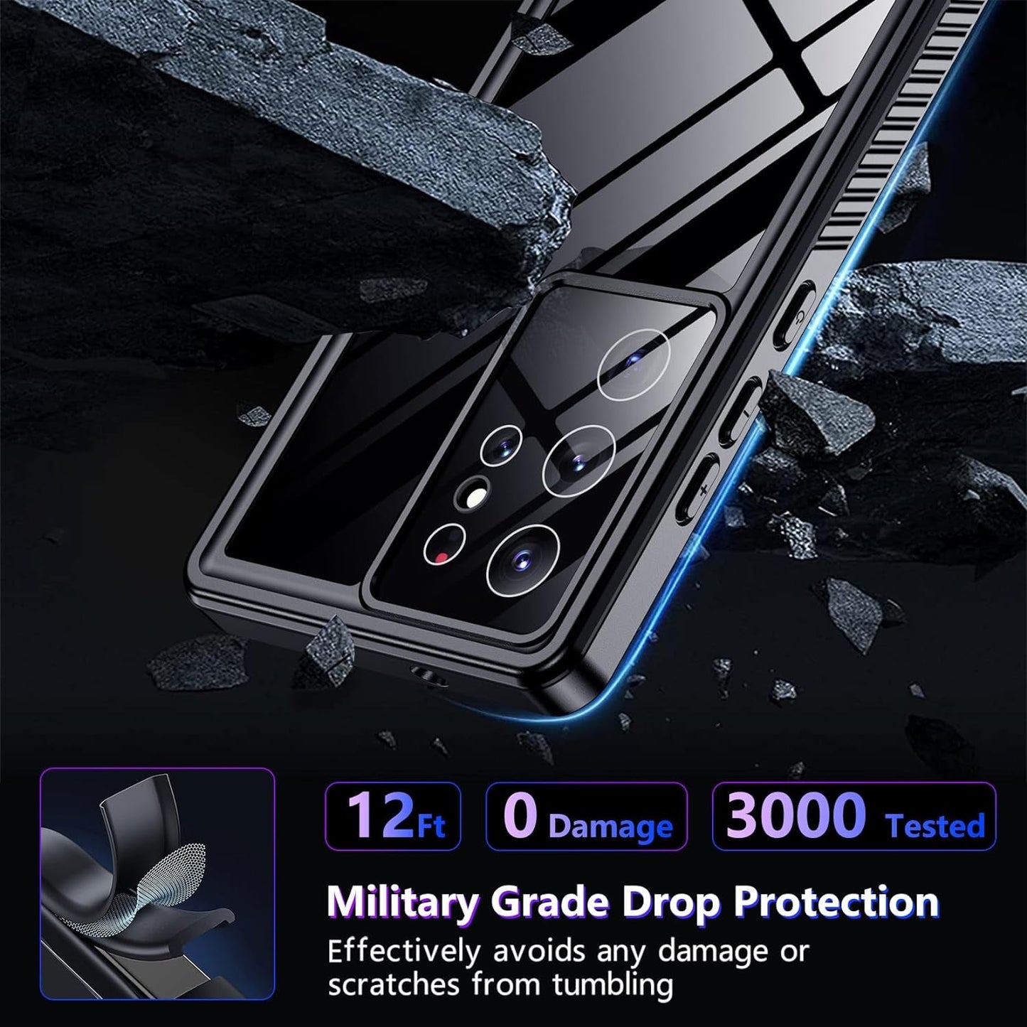 2024 New for Samsung Galaxy S23 Ultra Case Waterproof, [Military Grade Shockproof][Built-In Screen Protector & Glass Camera Protector][Ip68 Underwater][Dustproof][Dropproof] Full Body Phone Case 6.8"