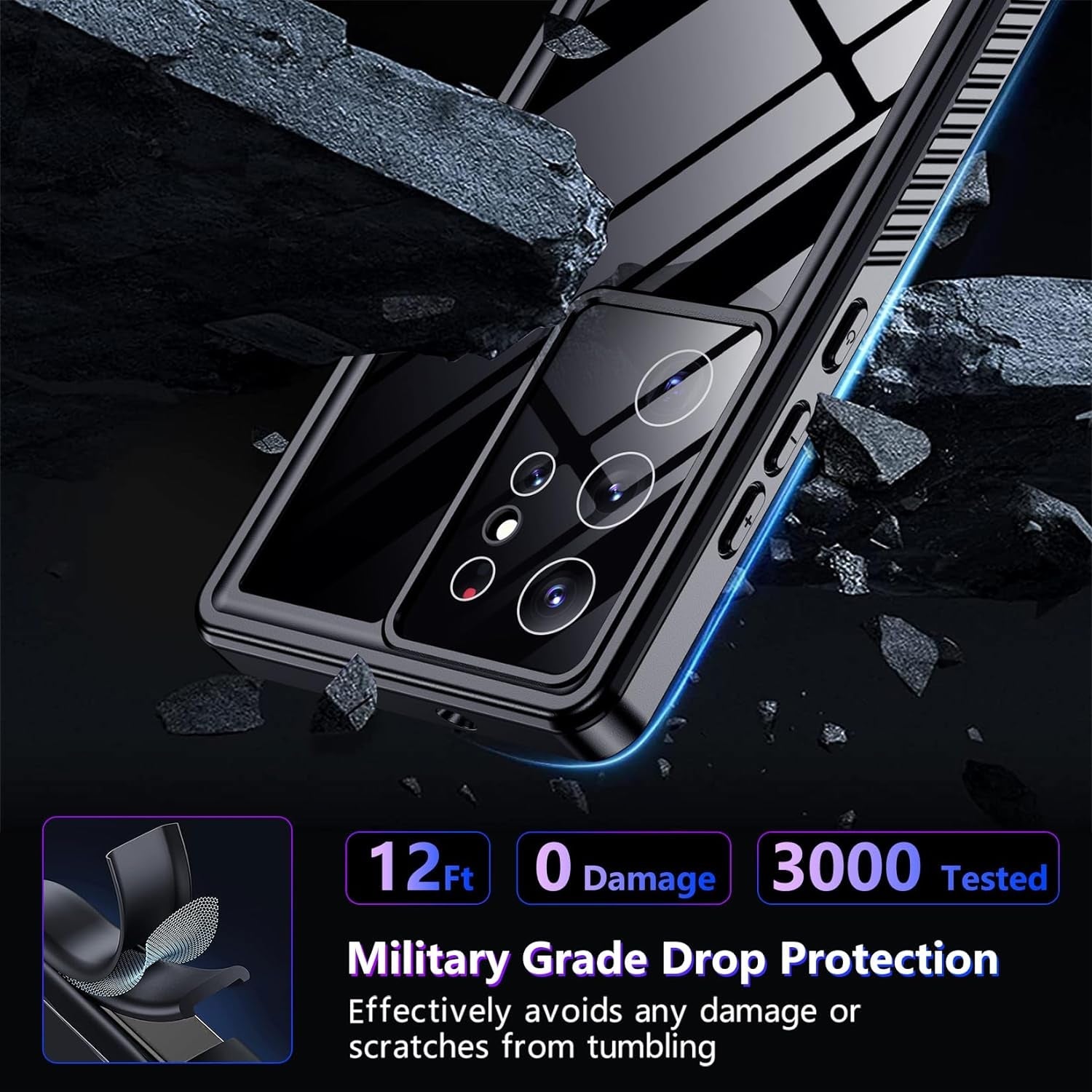 2024 New for Samsung Galaxy S23 Ultra Case Waterproof, [Military Grade Shockproof][Built-In Screen Protector & Glass Camera Protector][Ip68 Underwater][Dustproof][Dropproof] Full Body Phone Case 6.8"