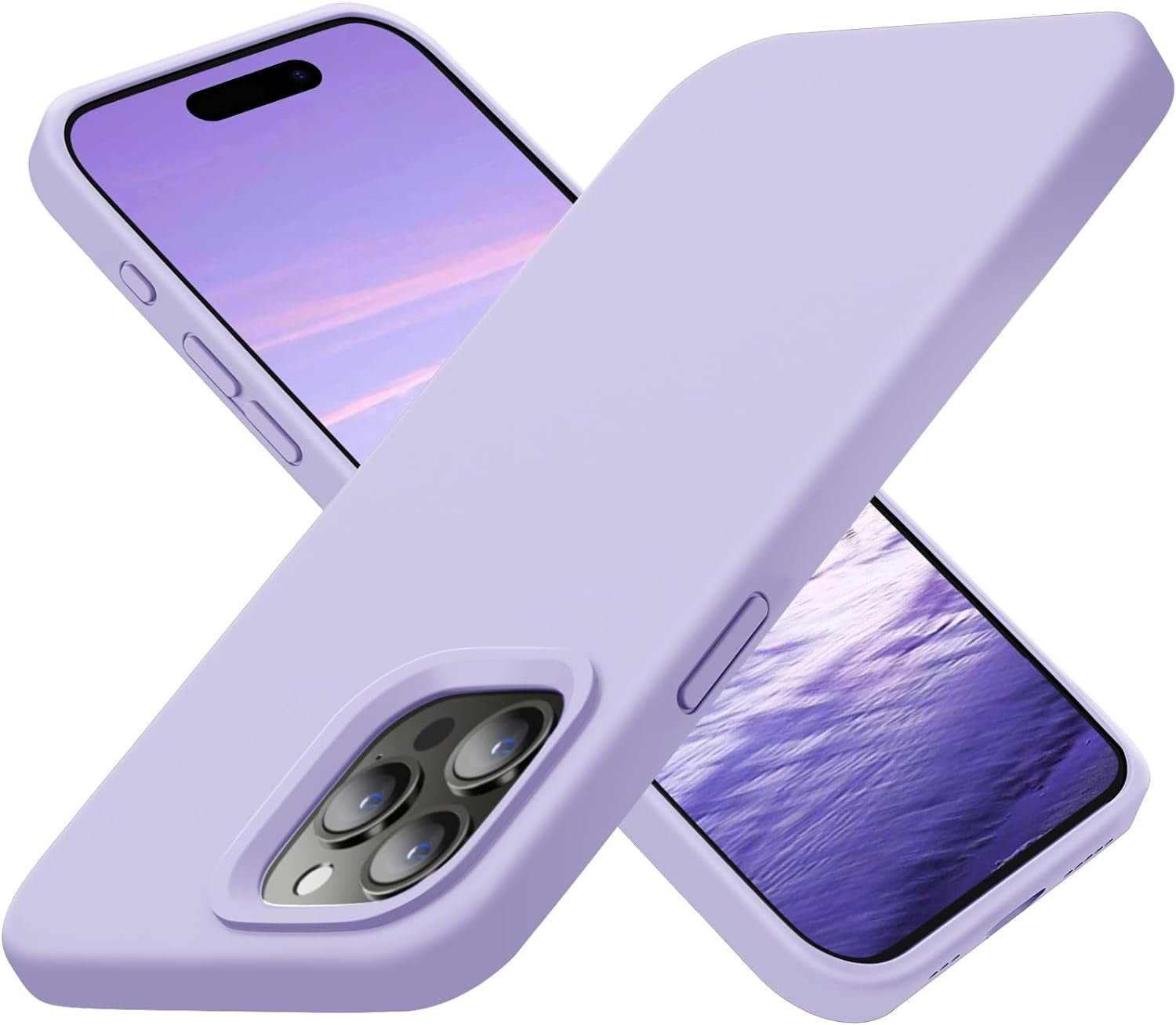 Cordking Designed for Iphone 15 Pro Case, Silicone Ultra Slim Shockproof Protective Phone Case with [Soft Anti-Scratch Microfiber Lining], 6.1 Inch, Alpine Green  Cordking Clove Purple  