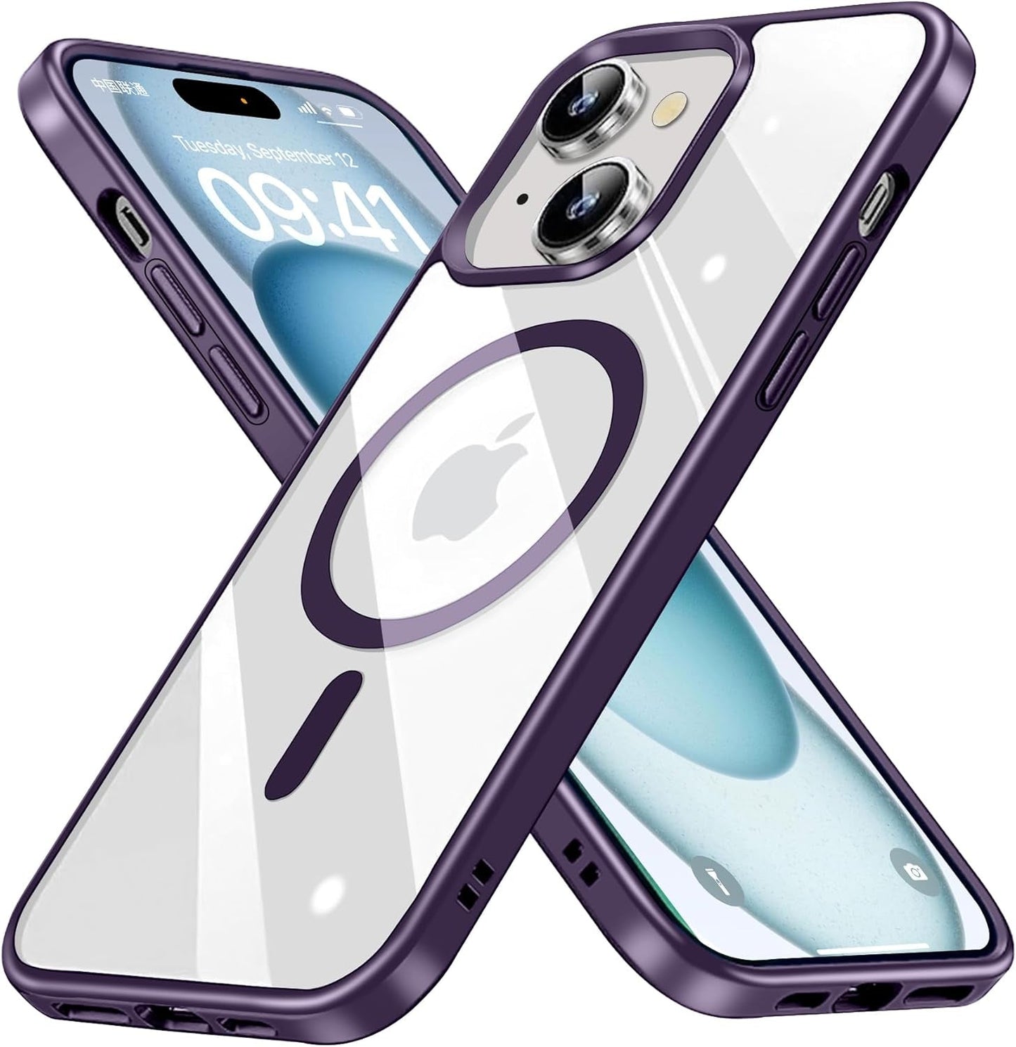 BAICHUANG Clear Magnetic for Iphone 15 Pro Case, Compatible with Magsafe, [Not Yellowing] [Military Grade Protection] Slim Transparent Silicone Anti-Scratch Shockproof Phone Case, Black  BAICHUANG   