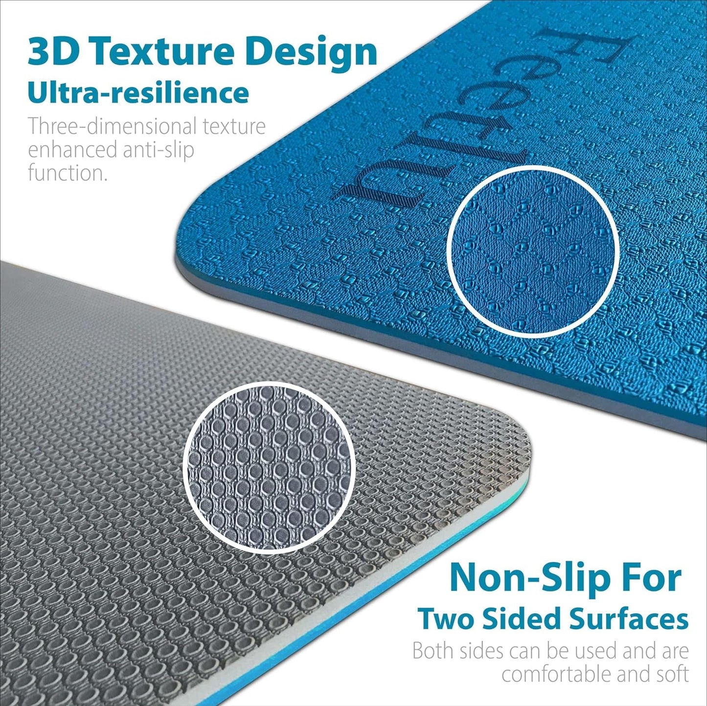 10Mm Thick Yoga Mat with Strap – Non-Skid Dual Surface, Eco-Friendly POE, for Women, Men, Kids. Perfect for Pilates, Yoga, Floor Workouts.