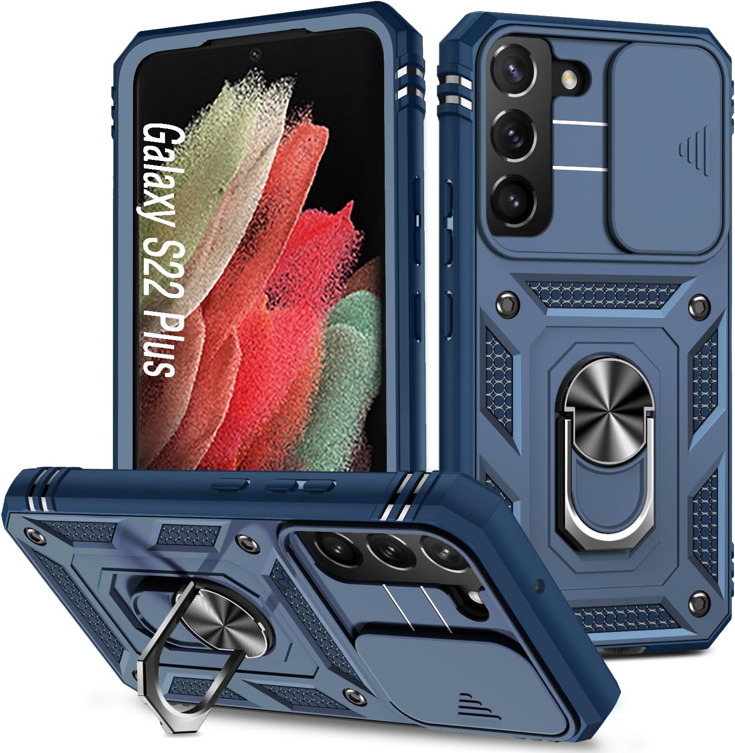 Case for Galaxy S22 Ultra, Shockproof Impact Resistant with Slide Lens Protective Cover Case for Samsung Galaxy S22 Ultra 4G/5G 6.8" (Green)