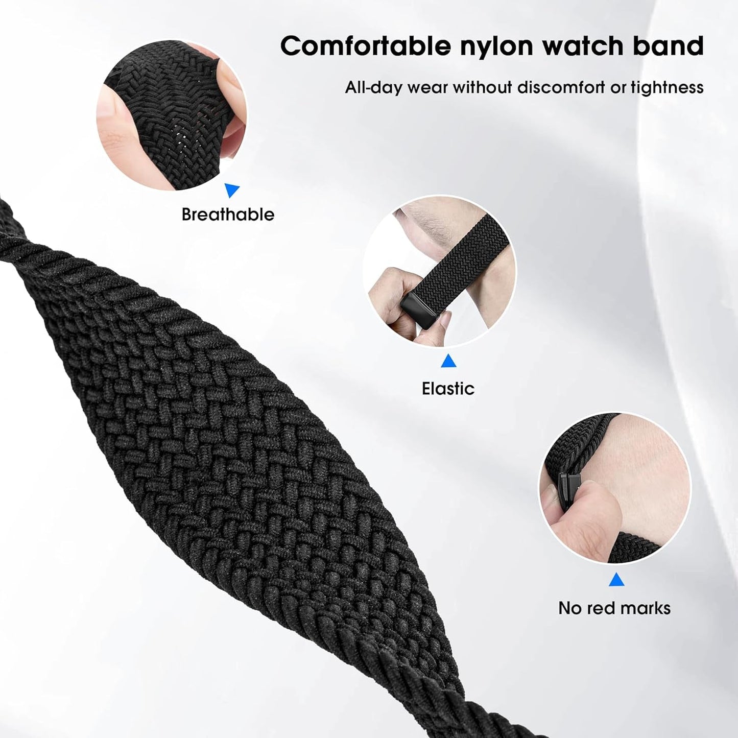 Arae 2 Pack Magnetic Stretchy Watch Band Compatible for Apple Watch Band 38Mm 40Mm 41Mm,Comfortable Adjustable Straps Wristbands for Iwatch Series 9 8 7 6 5 4 SE 3 2 1 Ultra 1 2 Women Men,Black+Blue