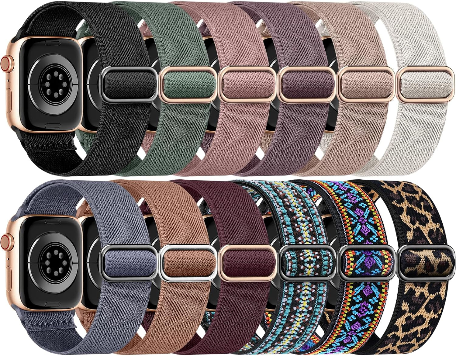 12 Pack Stretchy Nylon Bands Compatible with Apple Watch Band 40Mm 45Mm 44Mm 41Mm 38Mm 49Mm 42Mm for Women Men,Elastic Solo Loop Braided Straps for Iwatch Band Series 9 SE 8 7 6 5 4 3 2 1 Ultra 2/1