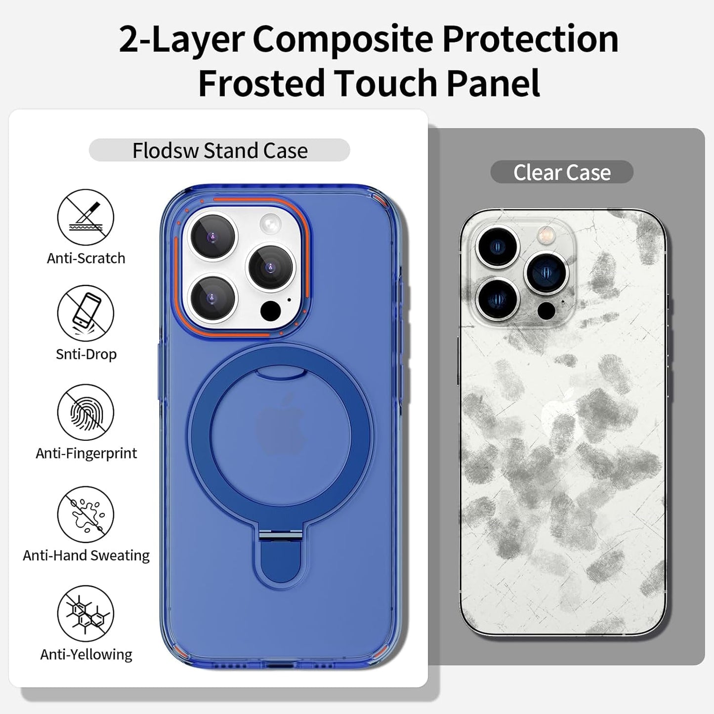 Flodsw Shockproof Case for Iphone 15 Pro,Compatible with Magsafe,Stronger Magnetic Iphone 15 Pro Case with Stand,Dual Layer Phone Case,[Military Drop Protection][Anti Yellowing] 6.1Inch,Blue  Flodsw   