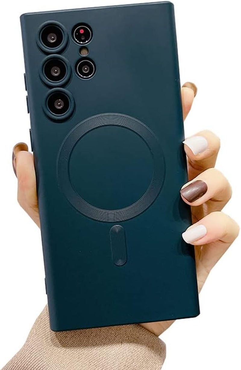 Galaxy S22 Ultra Case Magnetic [Support Magsafe Charger] Wireless Anti-Scratch Shockproof Full Camera Protection Slim Thin Silicon Phone Cover Case for Samsung Galaxy S22 Ultra 6.8"-Rose Gold