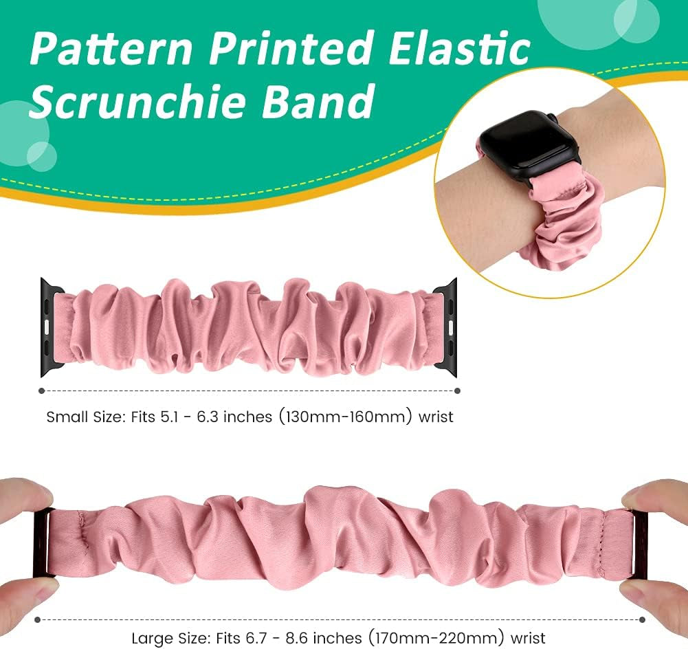 10 Packs Compatible with Apple Watch Bands Scrunchies 38Mm 40Mm 41Mm 42Mm 44Mm 45Mm 49Mm Women Girls Cute Pattern Fabric Wristbands Straps Band for Iwatch Ultra/Ultra 2 Series 9/8/7/6/5/4/3/2/1/SE